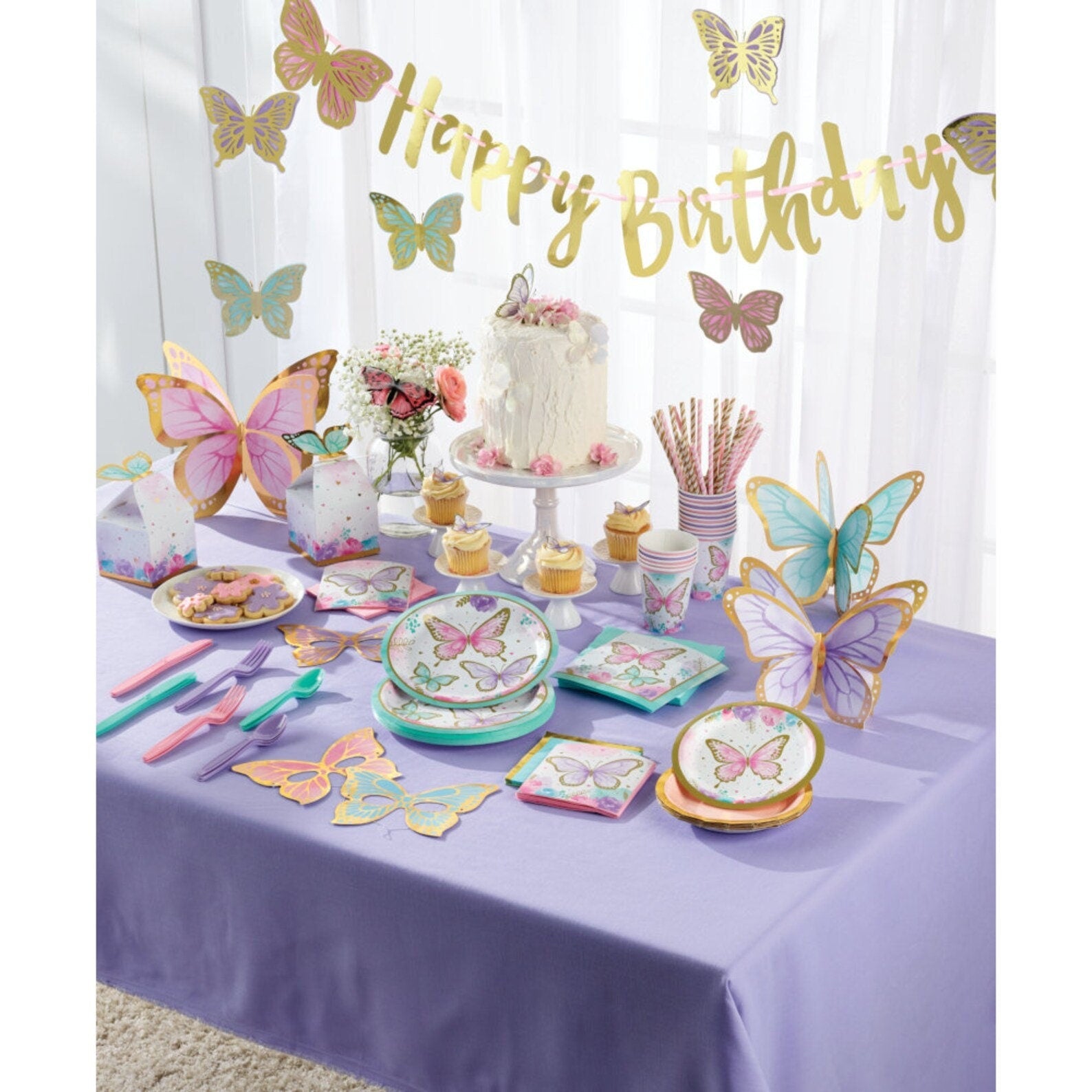 Pink Butterfly Cake Plates 8ct - Stesha Party
