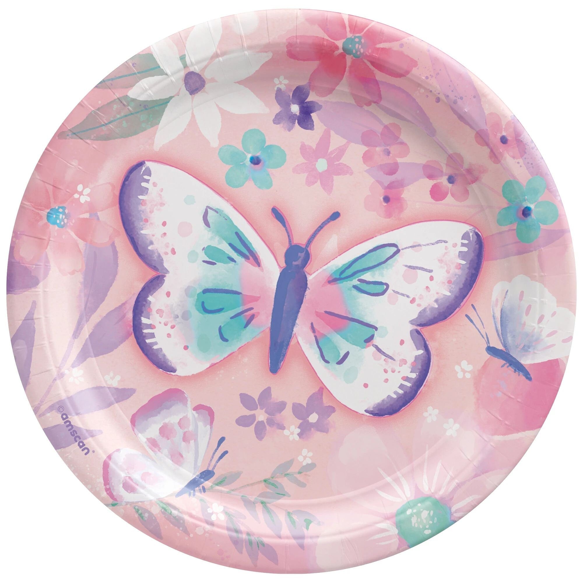 Pink Butterfly Paper Cake Plates - Stesha Party