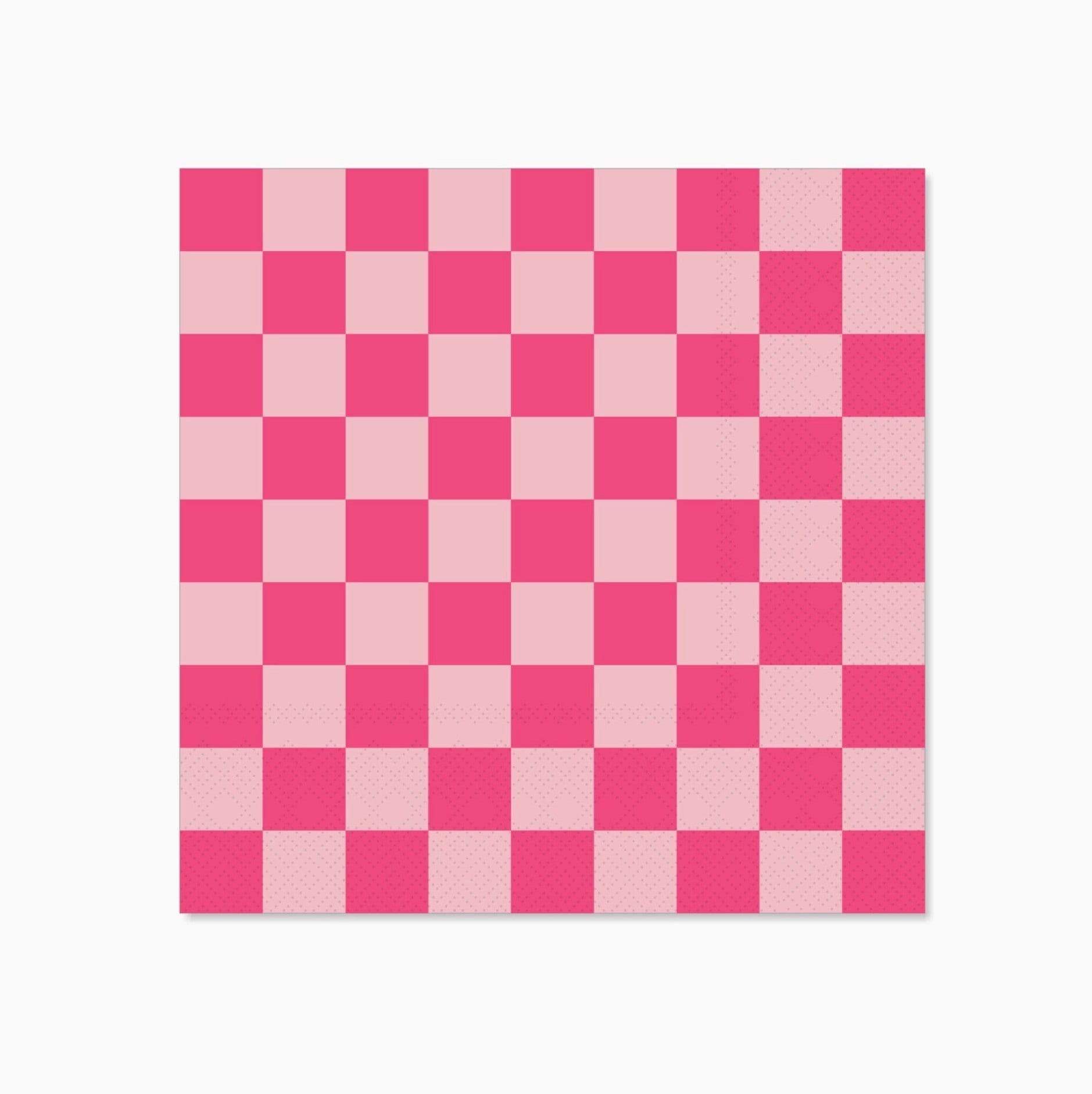 Pink Checkered Party Napkins - Stesha Party