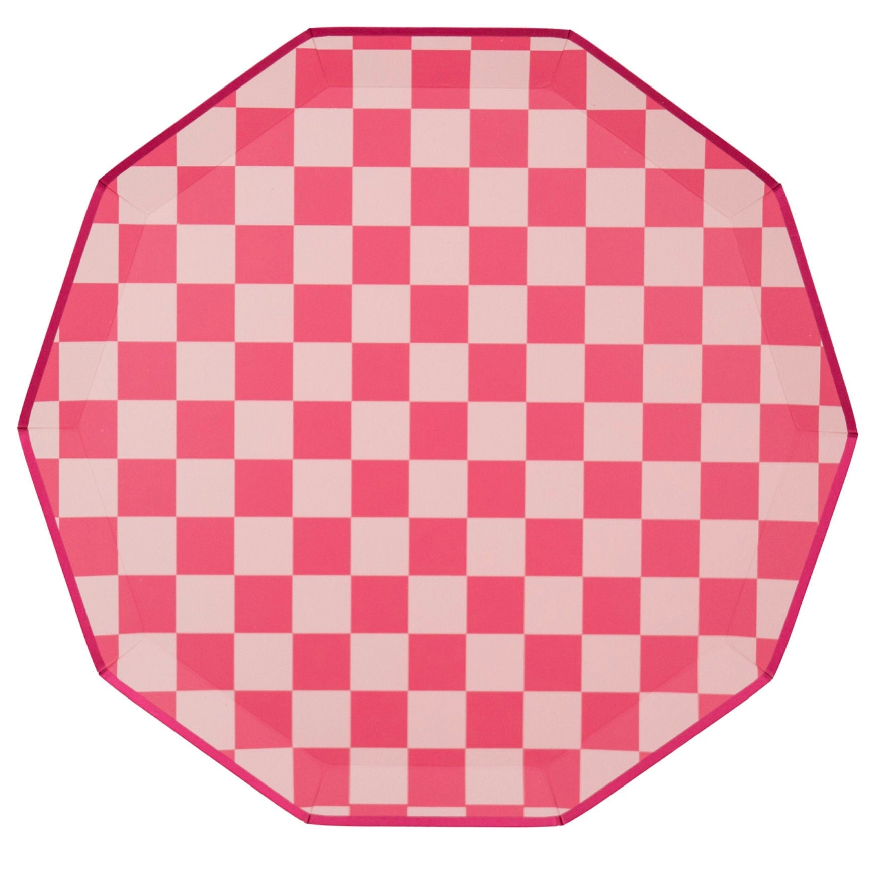 Pink Checkered Party Plates - Stesha Party