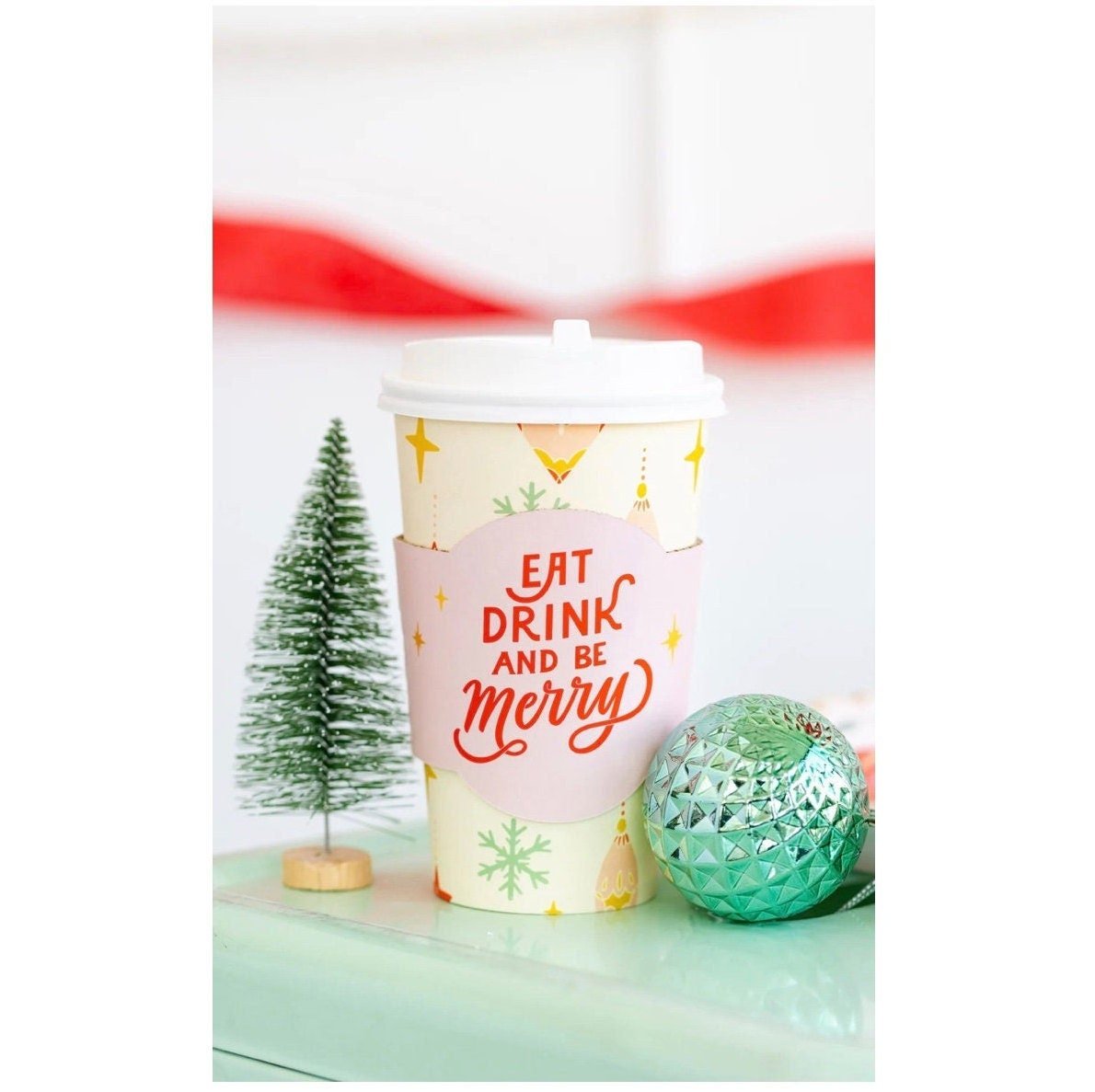 Pink Christmas Coffee Cups - Stesha Party