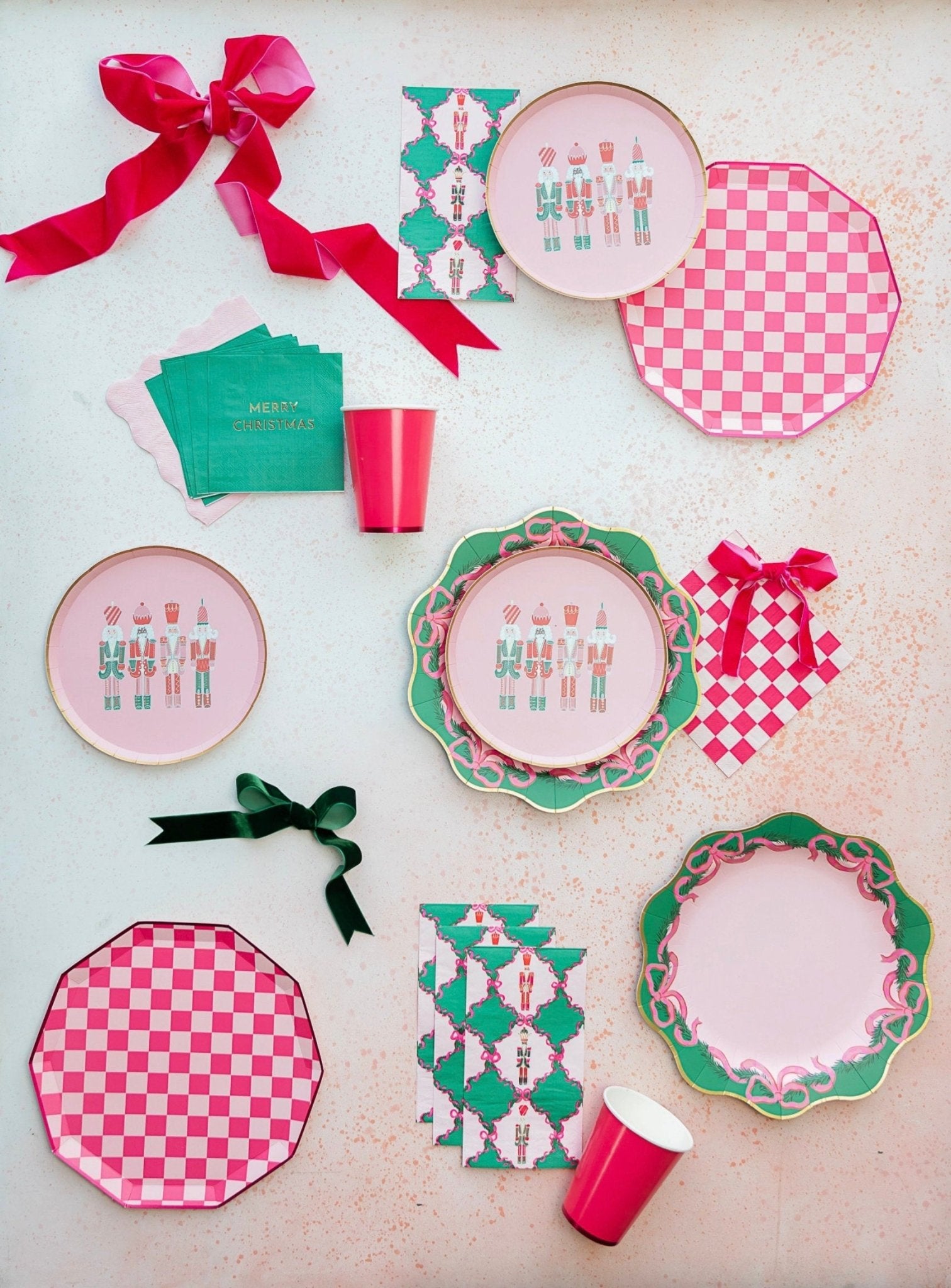 Pink Christmas Plates - Stesha Party