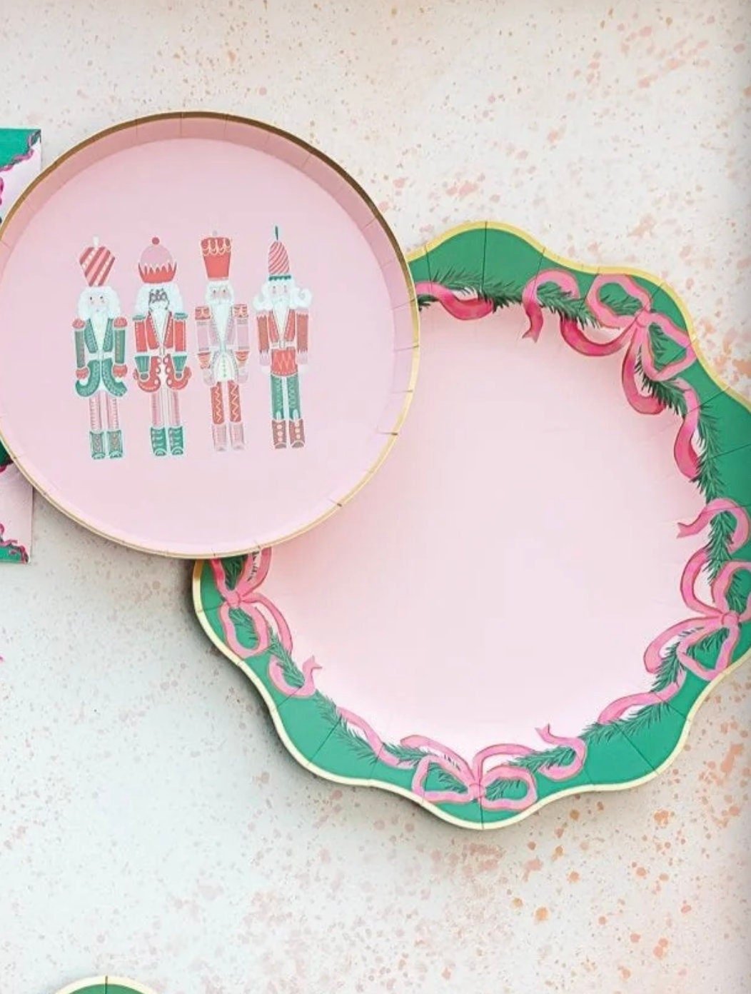 Pink Christmas Plates - Stesha Party