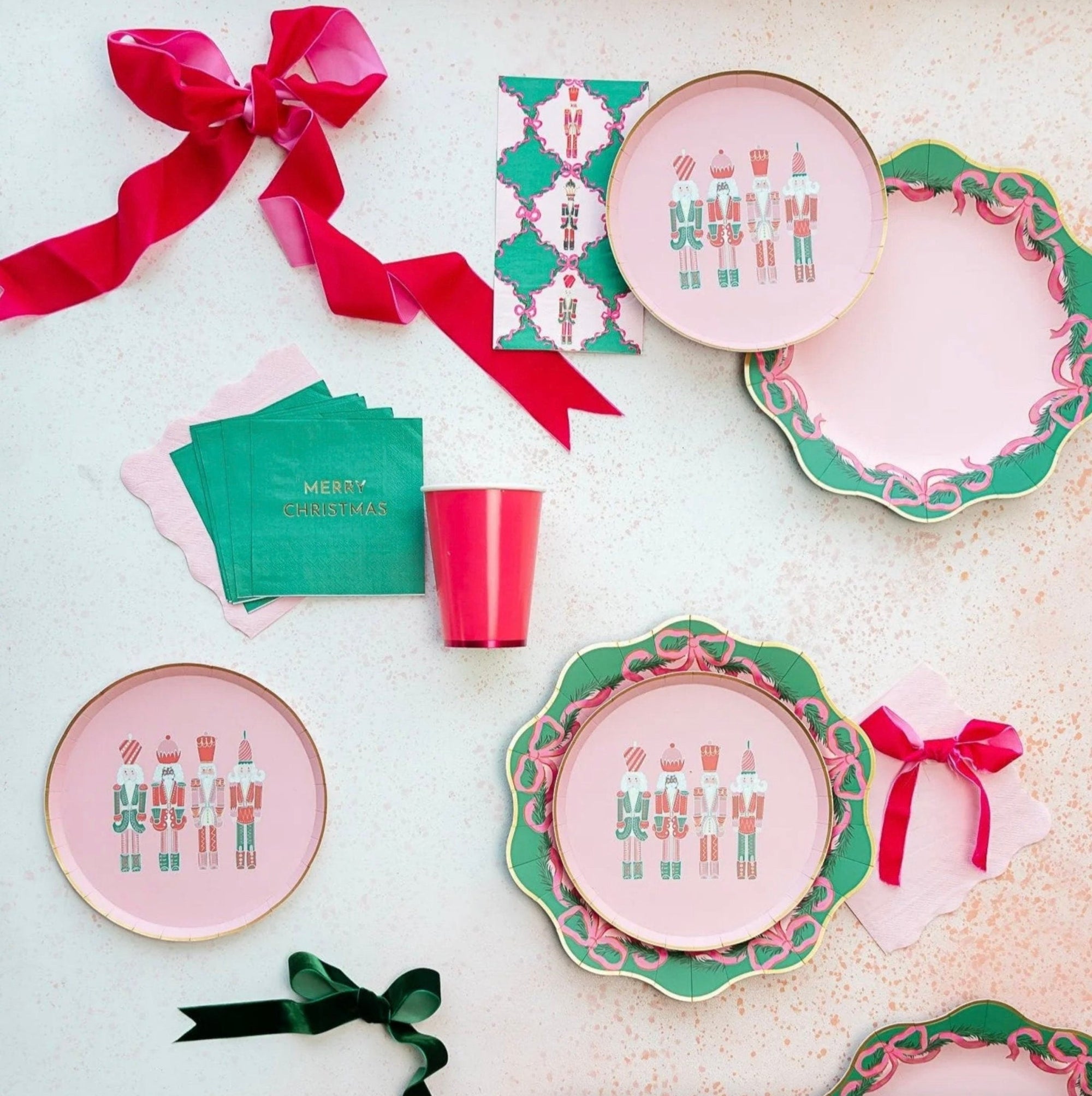 Pink Christmas Plates - Stesha Party