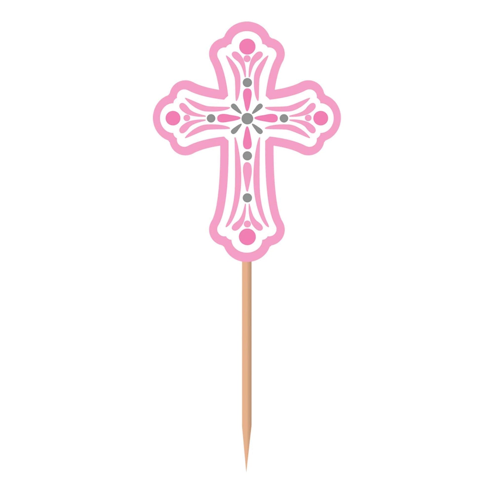 Pink Communion Cupcake Picks 36ct - Stesha Party