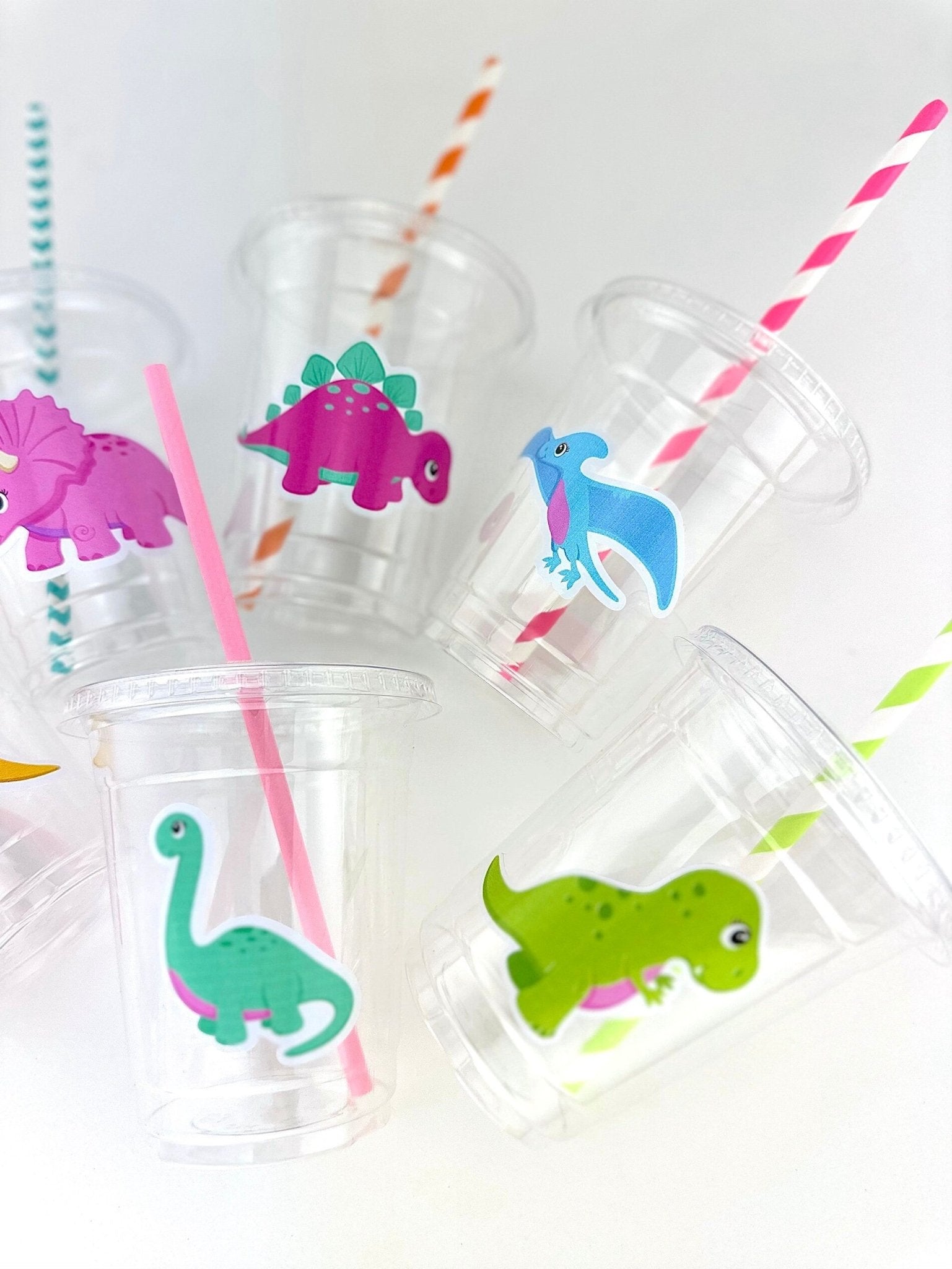 Pink Dinosaur Party Disposable Plastic Cups 12ct - Stesha Party