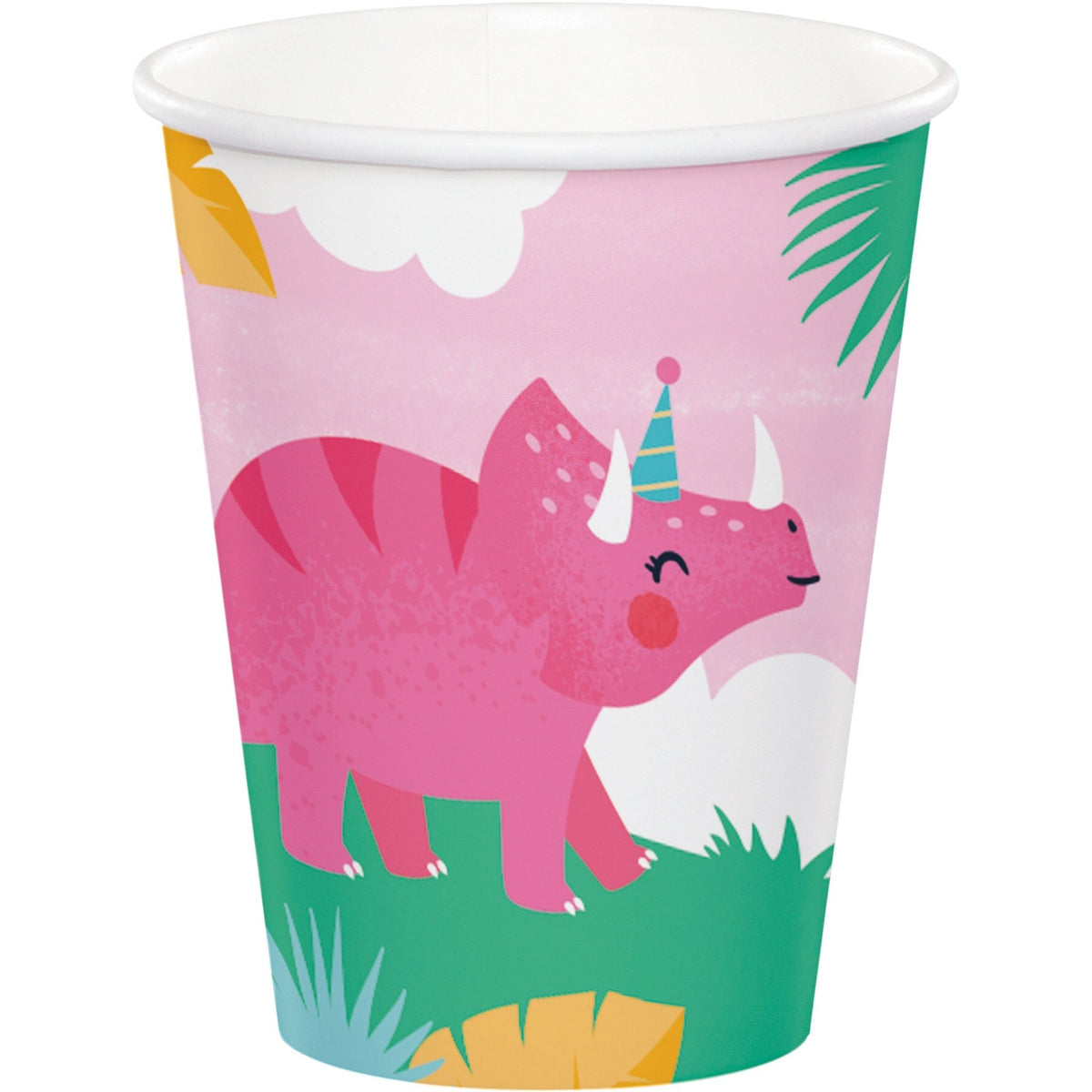 Pink Dinosaur Party Paper Drink Cups - Stesha Party