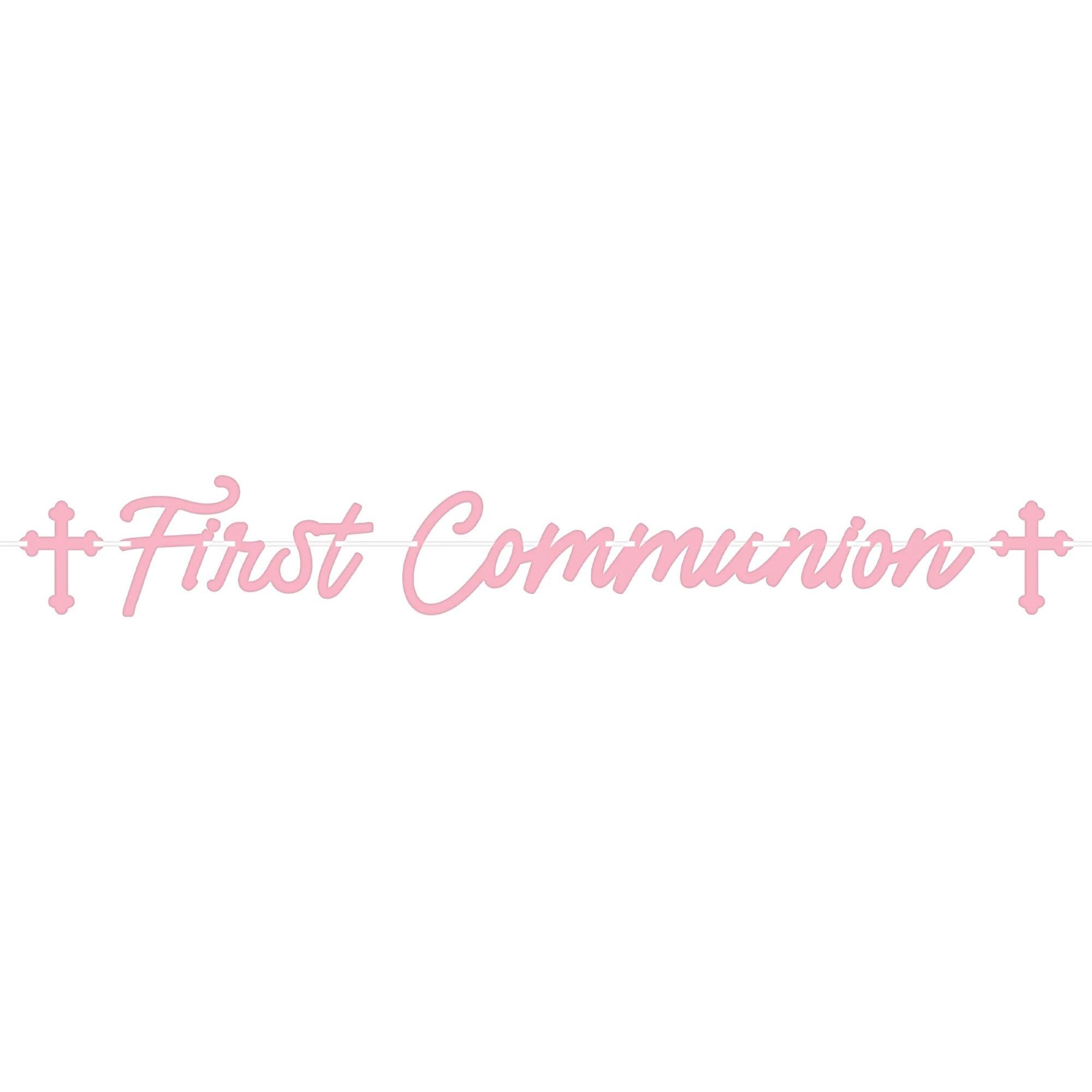 Pink First Communion Banner - Stesha Party