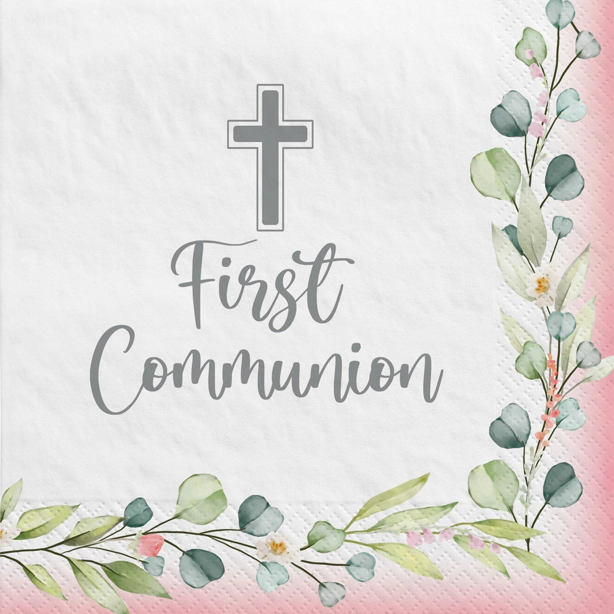 Pink First Communion Napkins - Stesha Party