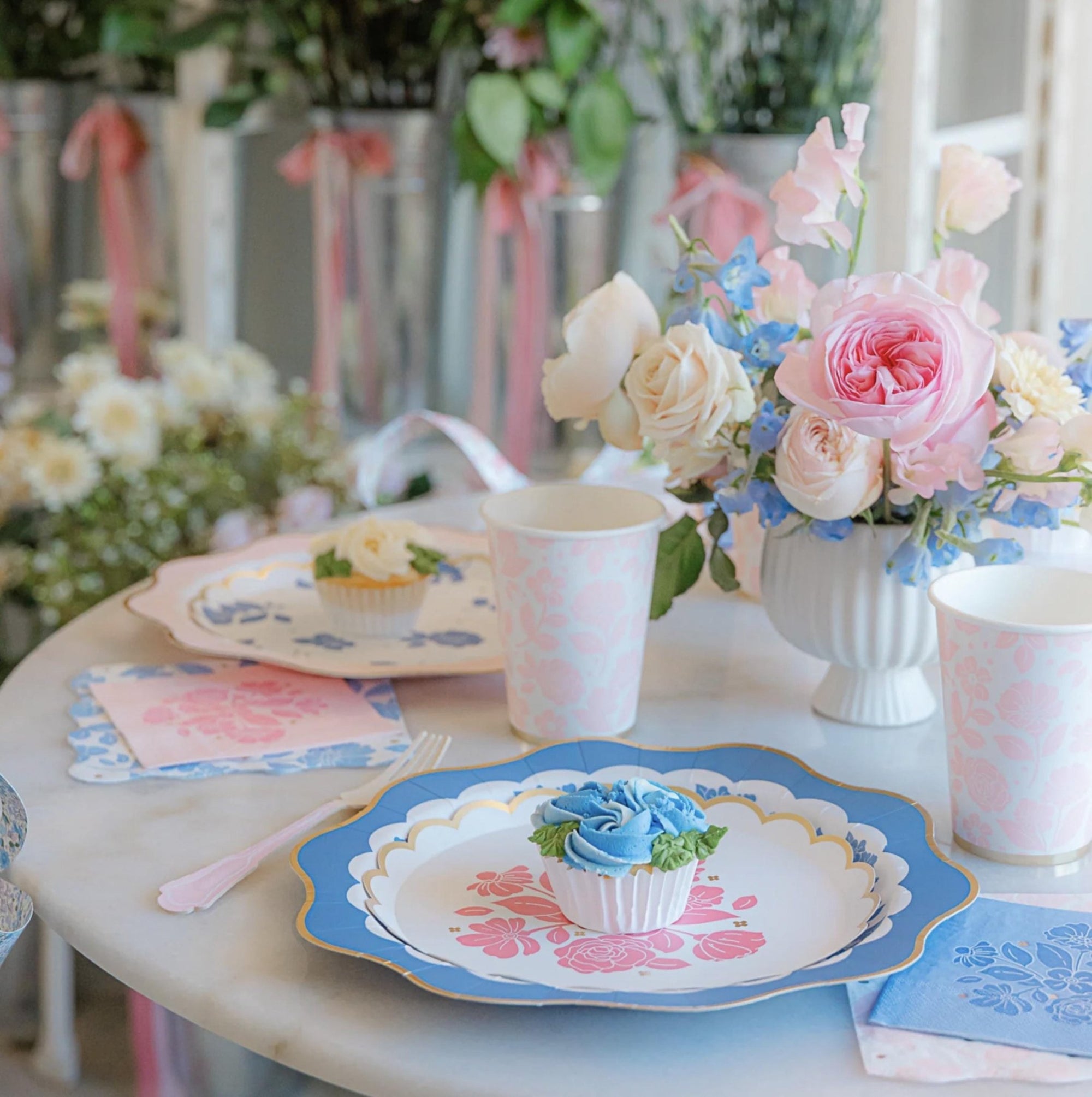 Pink Floral Paper Dessert Plates 8ct - Stesha Party