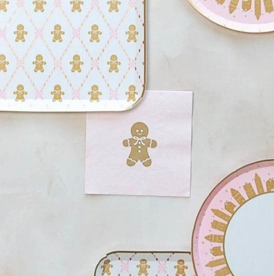 Pink Gingerbread Party Napkins - Stesha Party