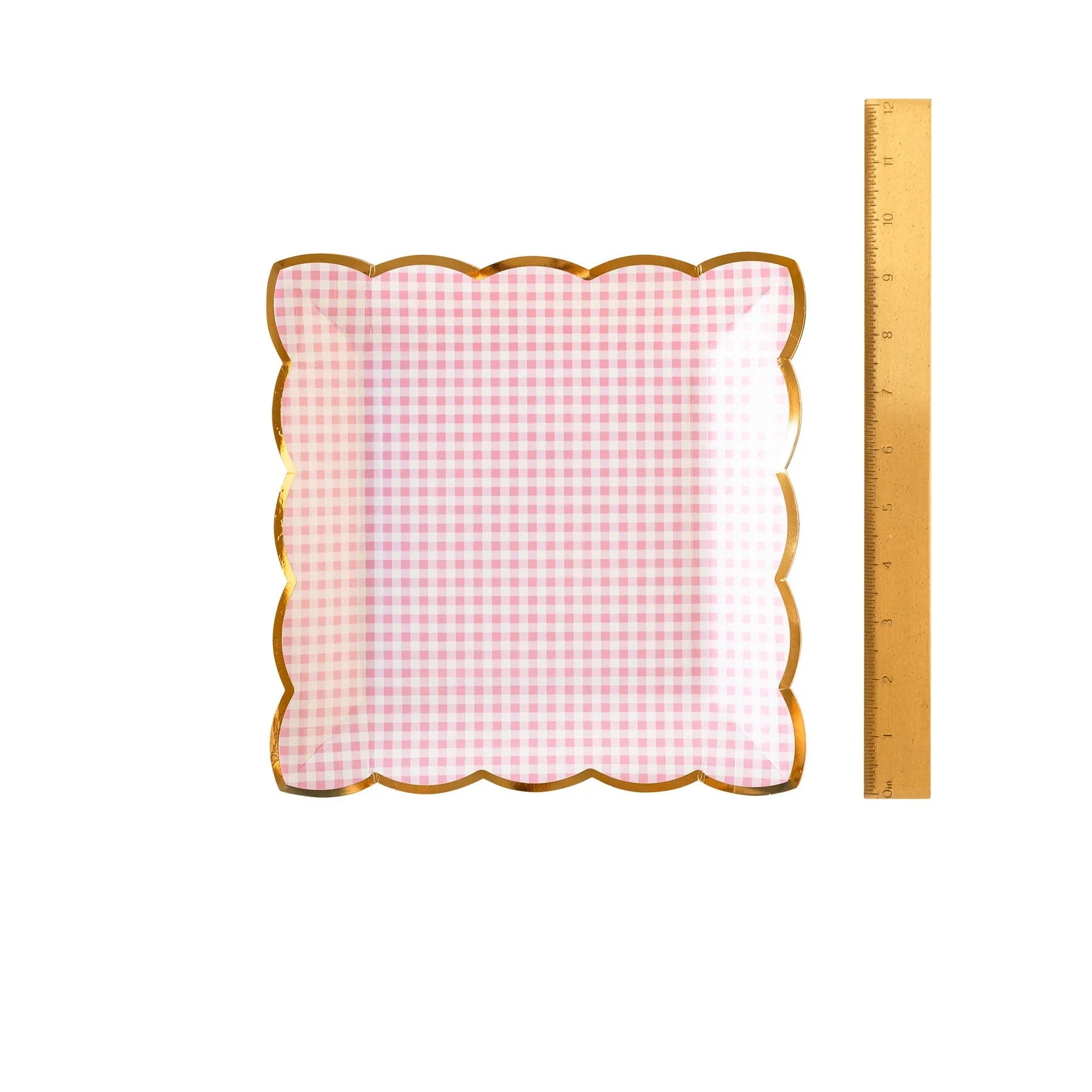 Pink Gingham Plates 8ct - Stesha Party