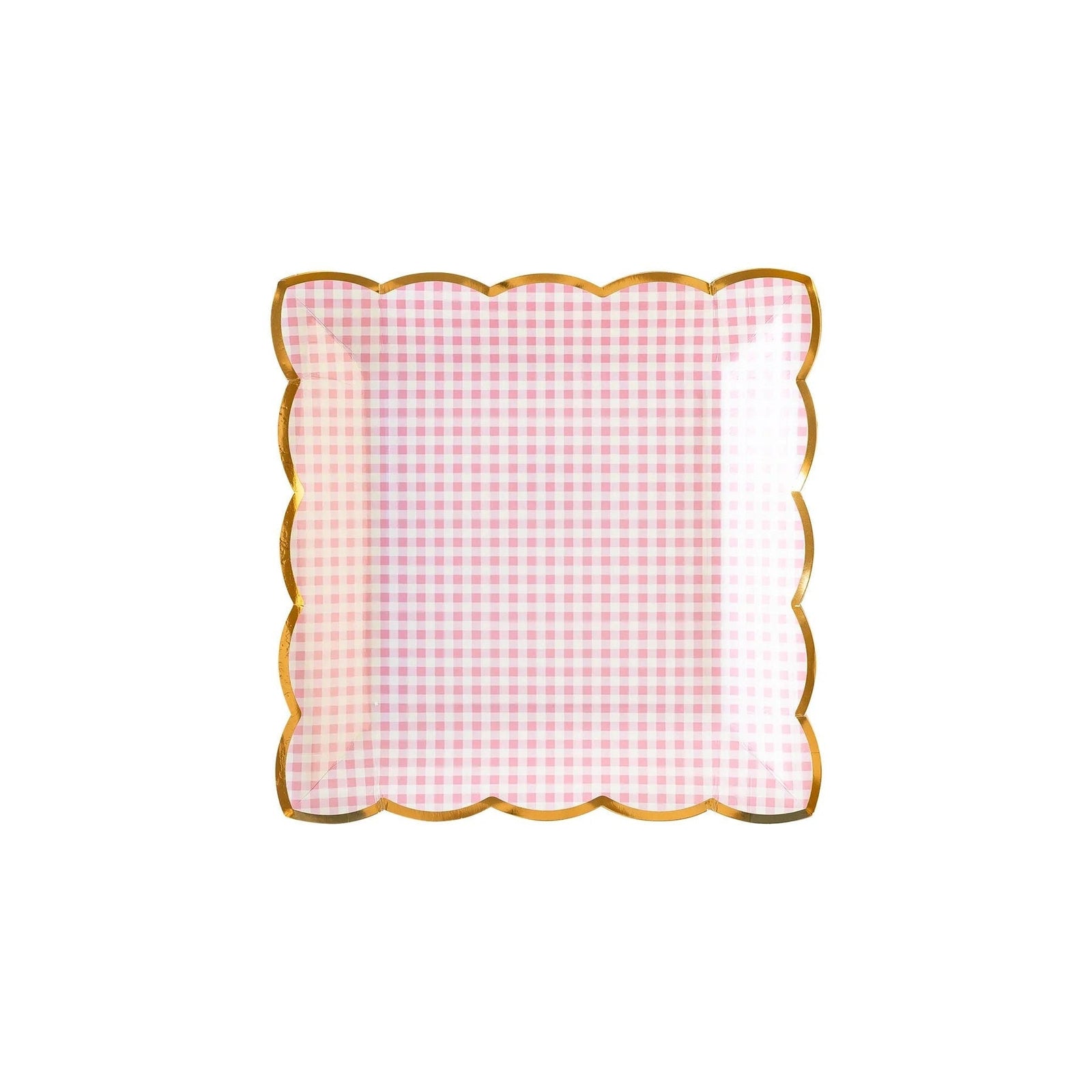 Pink Gingham Plates 8ct - Stesha Party