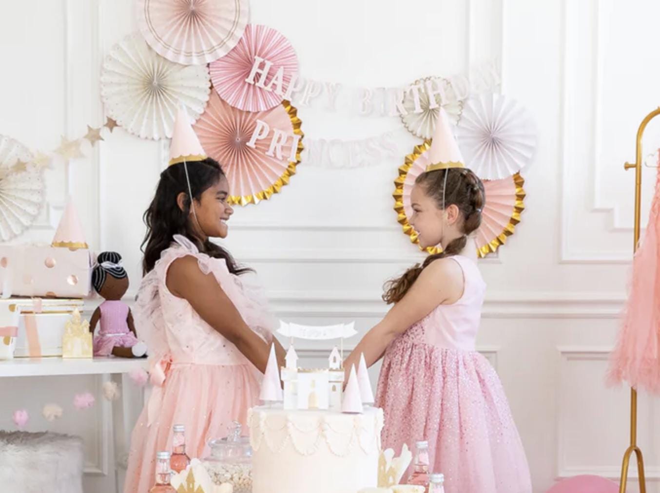Pink & Gold Happy Birthday Princess Banner Set - Stesha Party