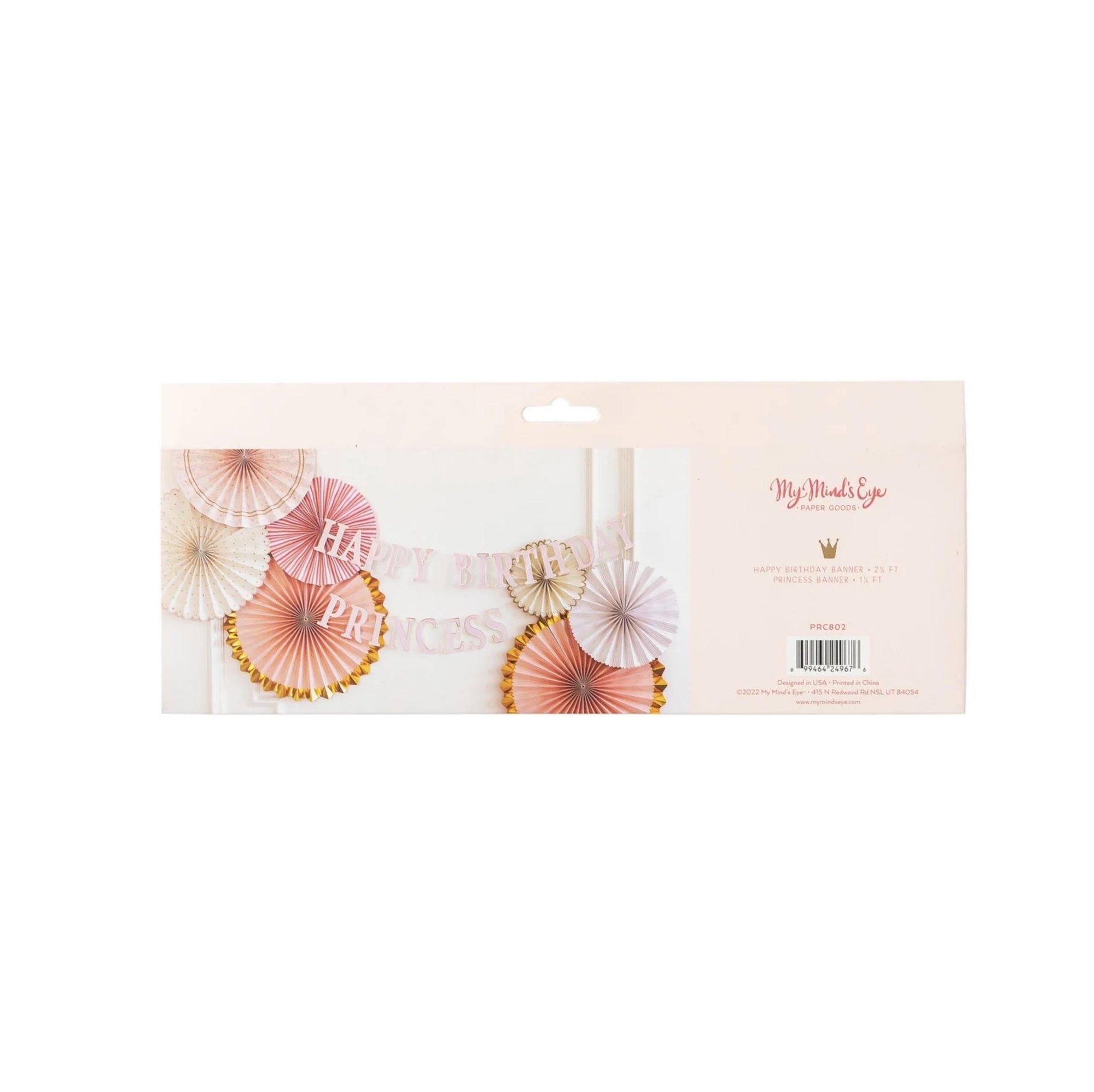 Pink & Gold Happy Birthday Princess Banner Set - Stesha Party