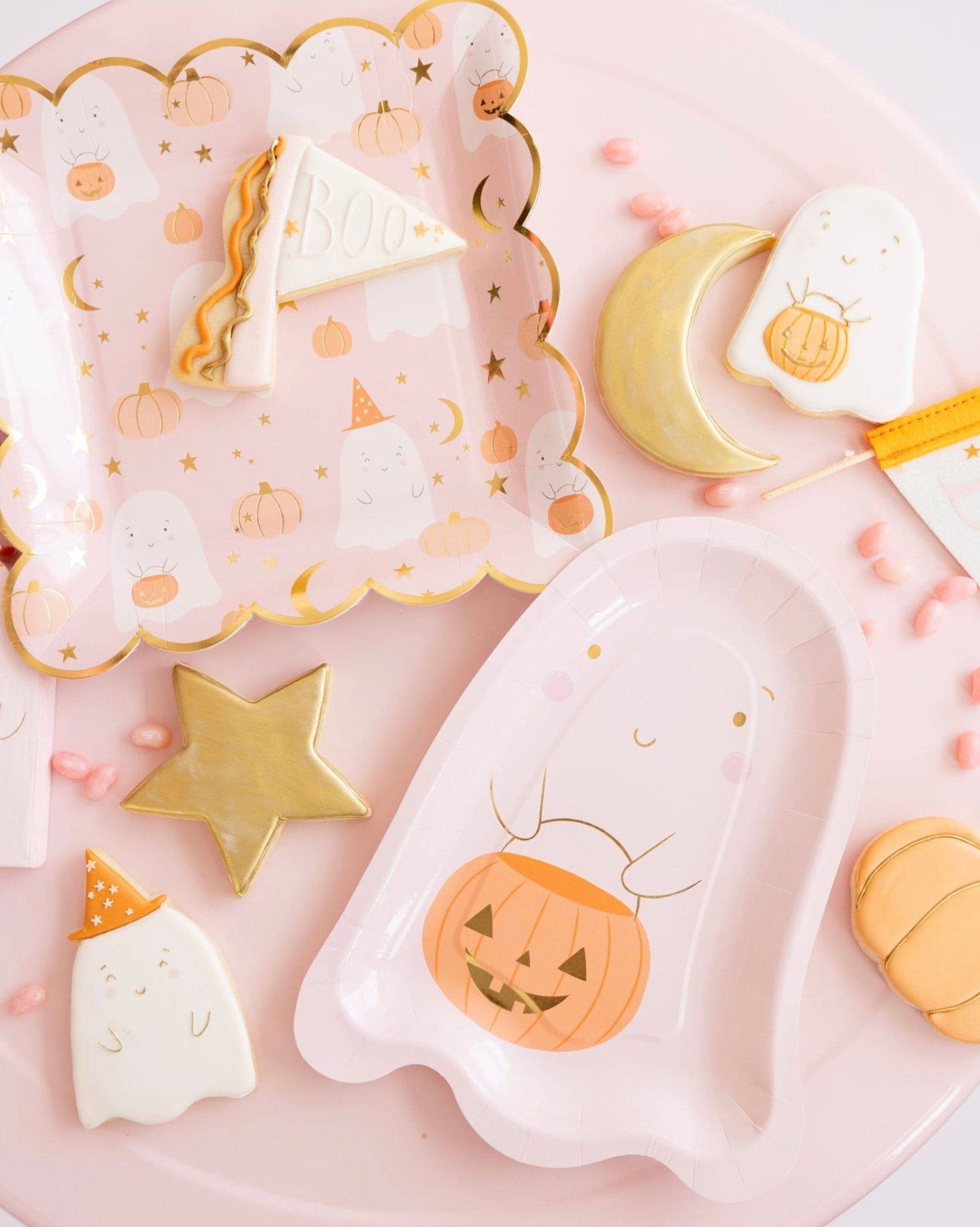 Pink Halloween Party Plates - Stesha Party