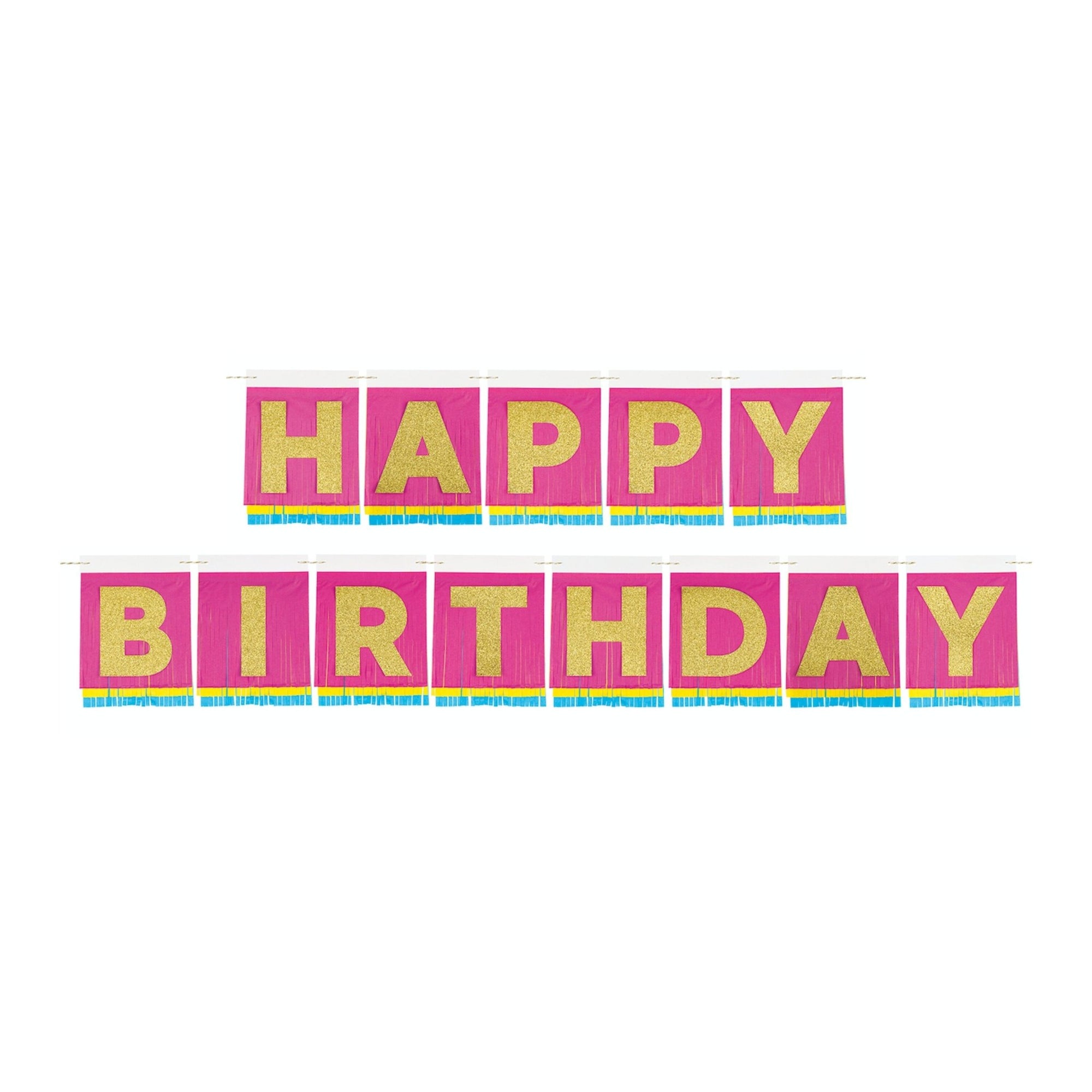 Pink Happy Birthday Fringe Banner - Stesha Party