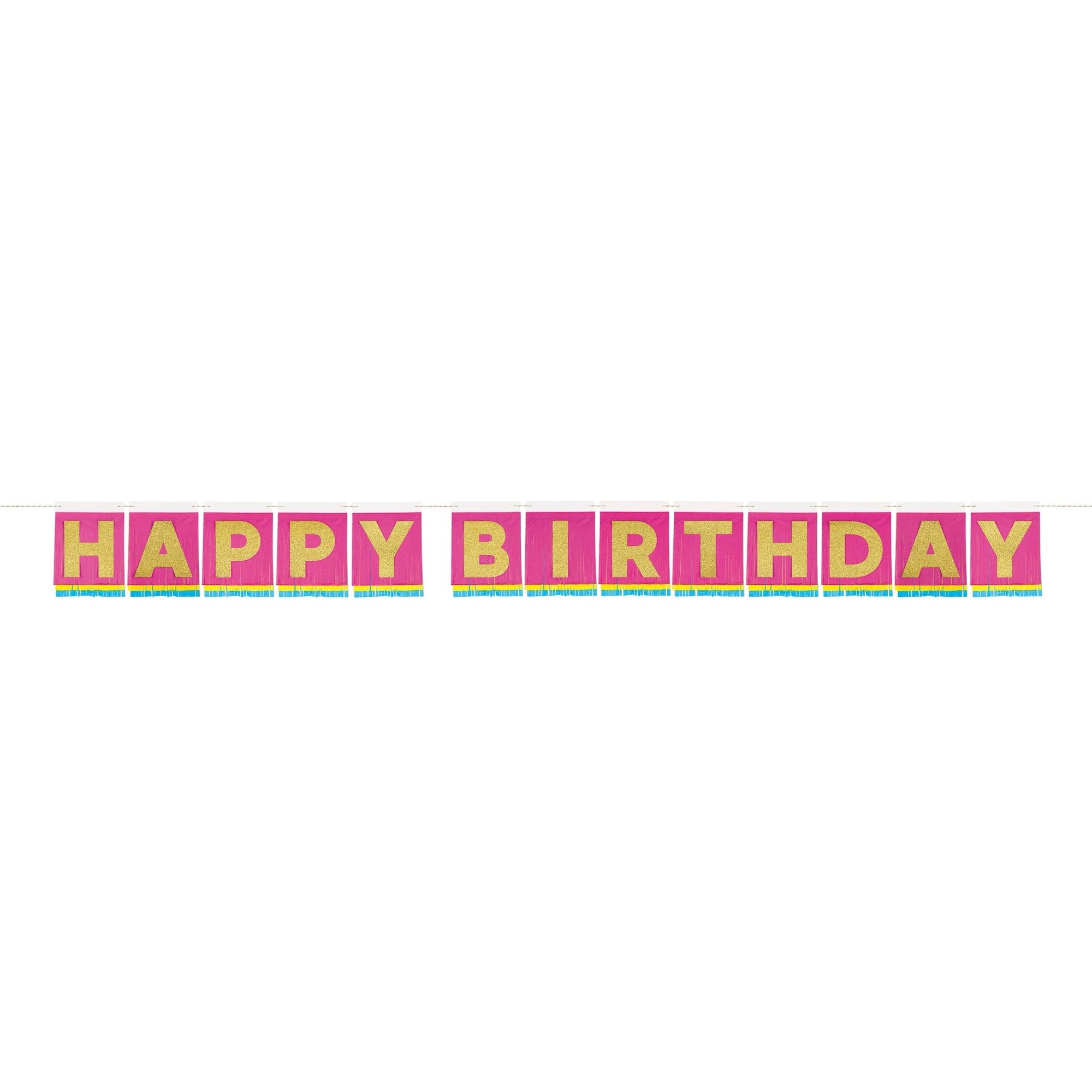 Pink Happy Birthday Fringe Banner - Stesha Party