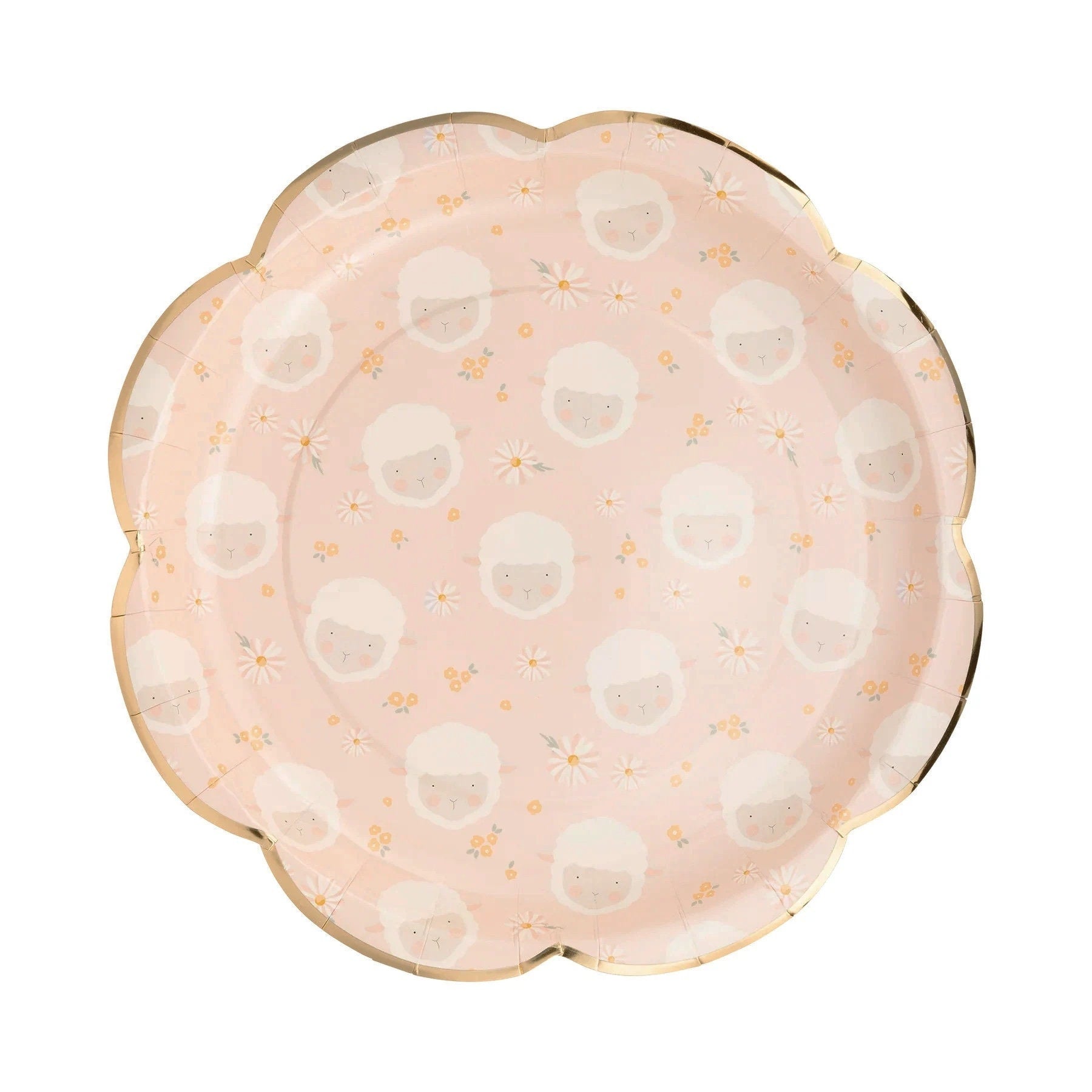 Pink Lamb Floral Plates - Stesha Party