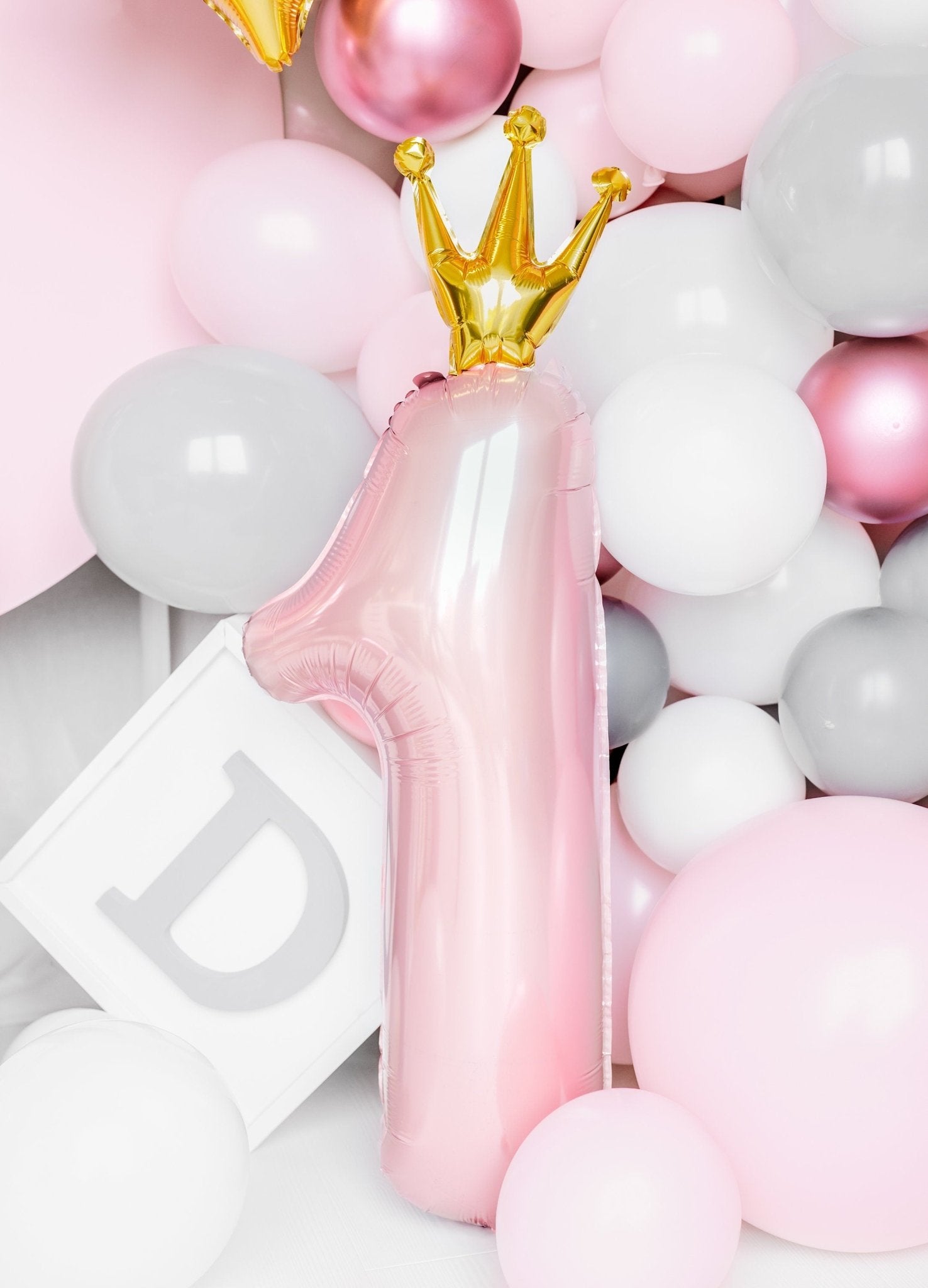 Pink Number One Crown Balloon - Stesha Party