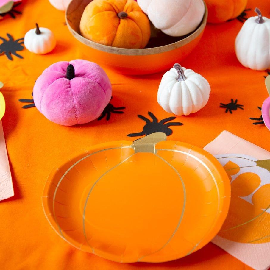 Pink, Peach, Orange & Blue Pumpkin Plates - Stesha Party