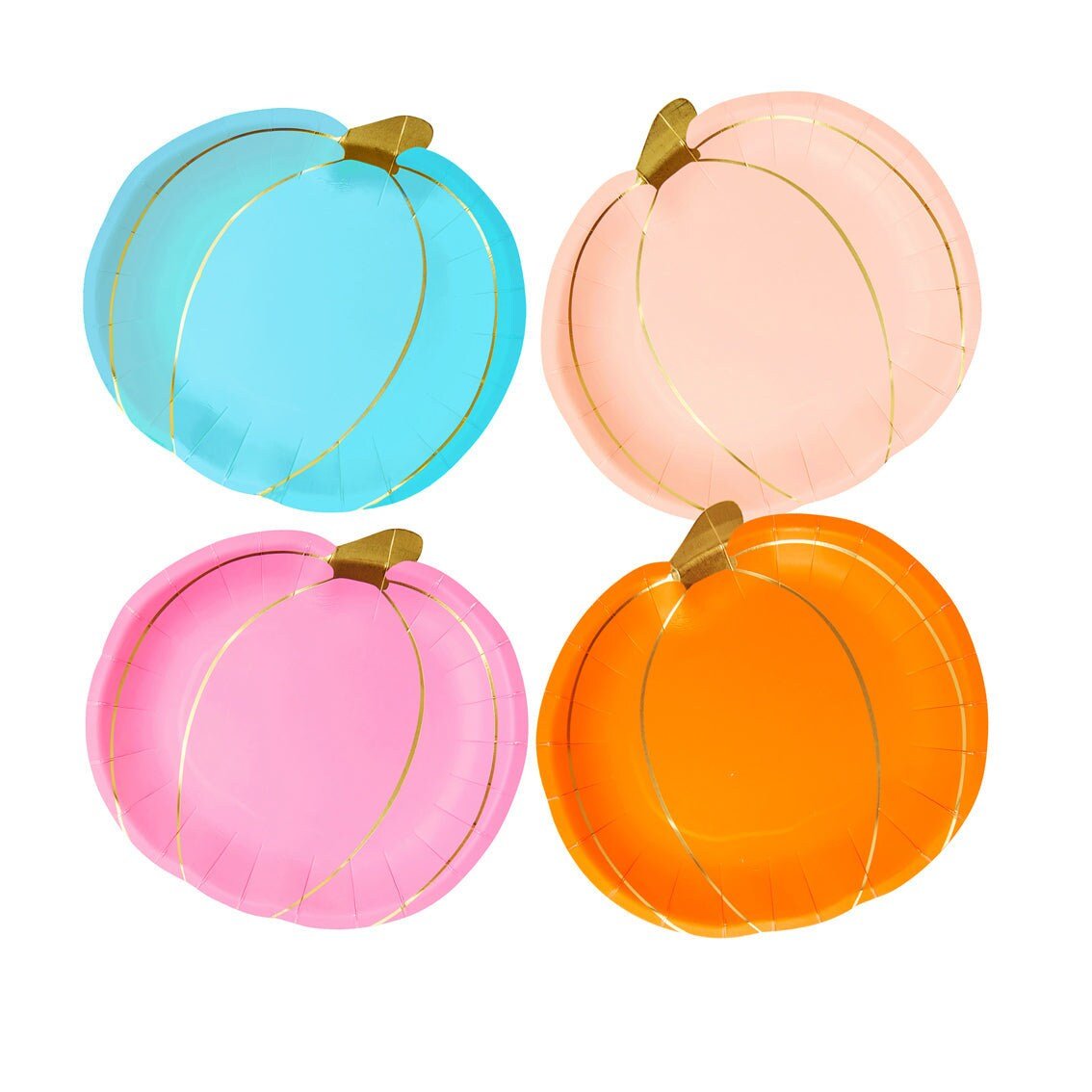 Pink, Peach, Orange &amp; Blue Pumpkin Plates - Stesha Party