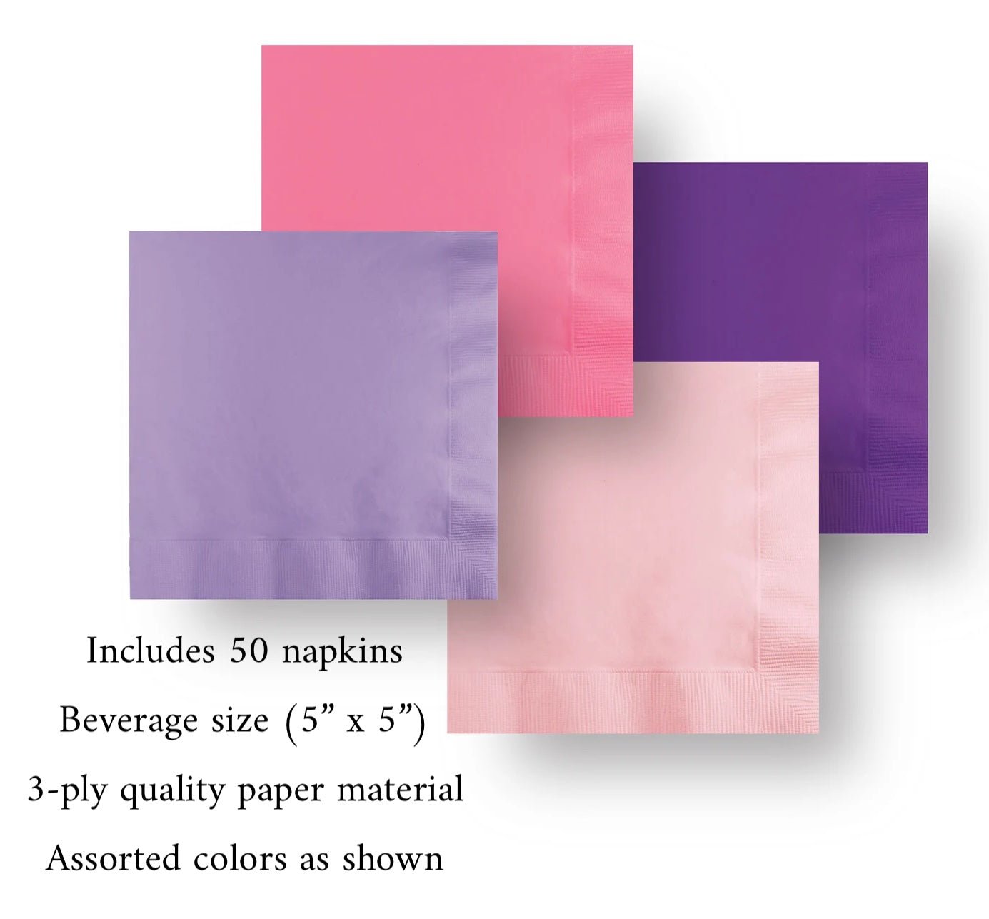 Pink & Purple Party Napkins 50ct - Stesha Party