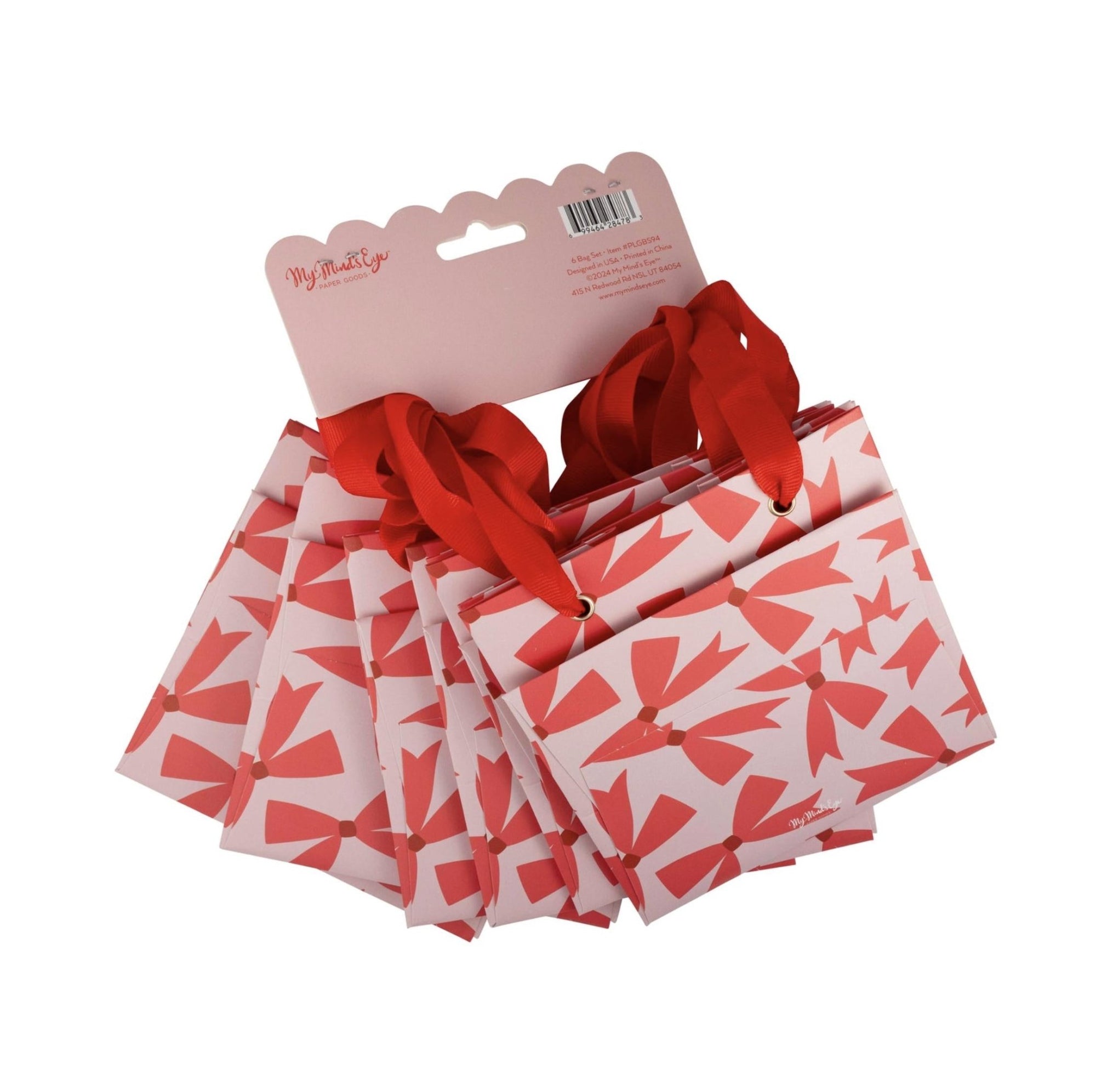 Pink & Red Bow Gift Bags x6 - Stesha Party