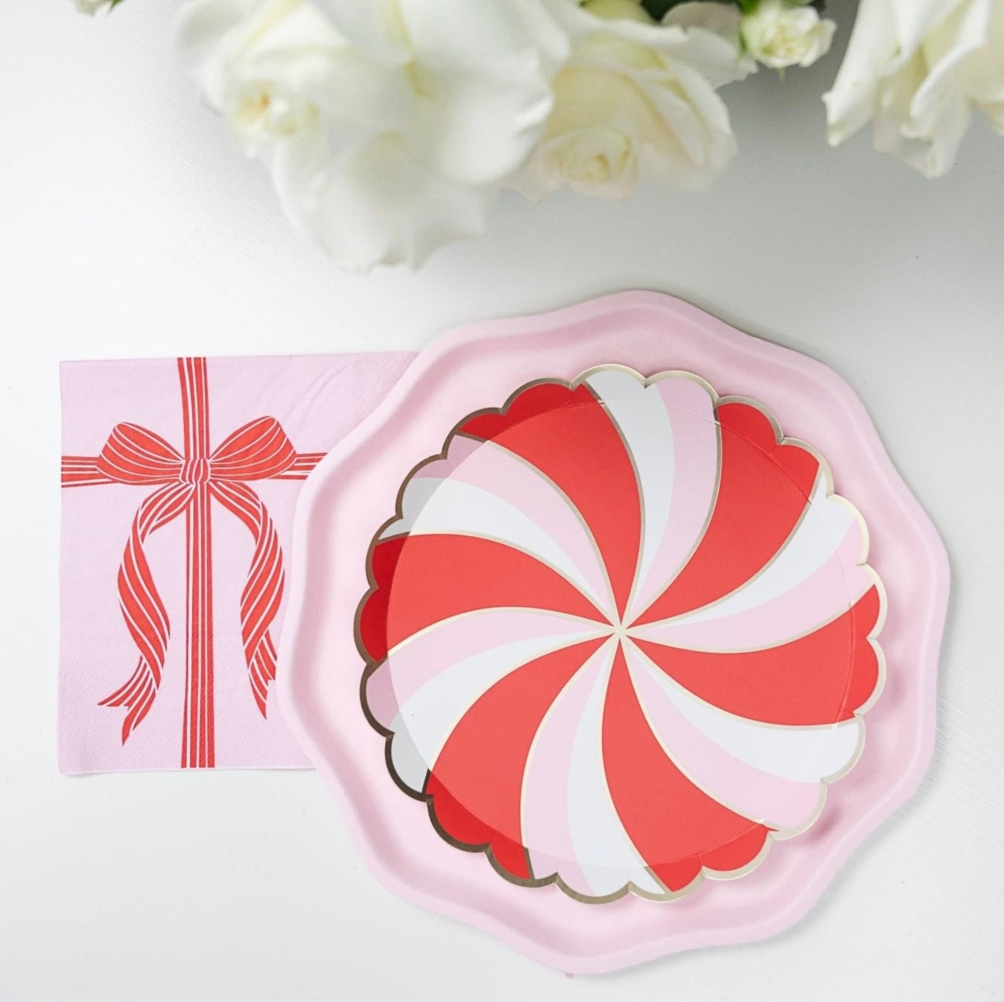 Pink & Red Christmas Plates - Stesha Party