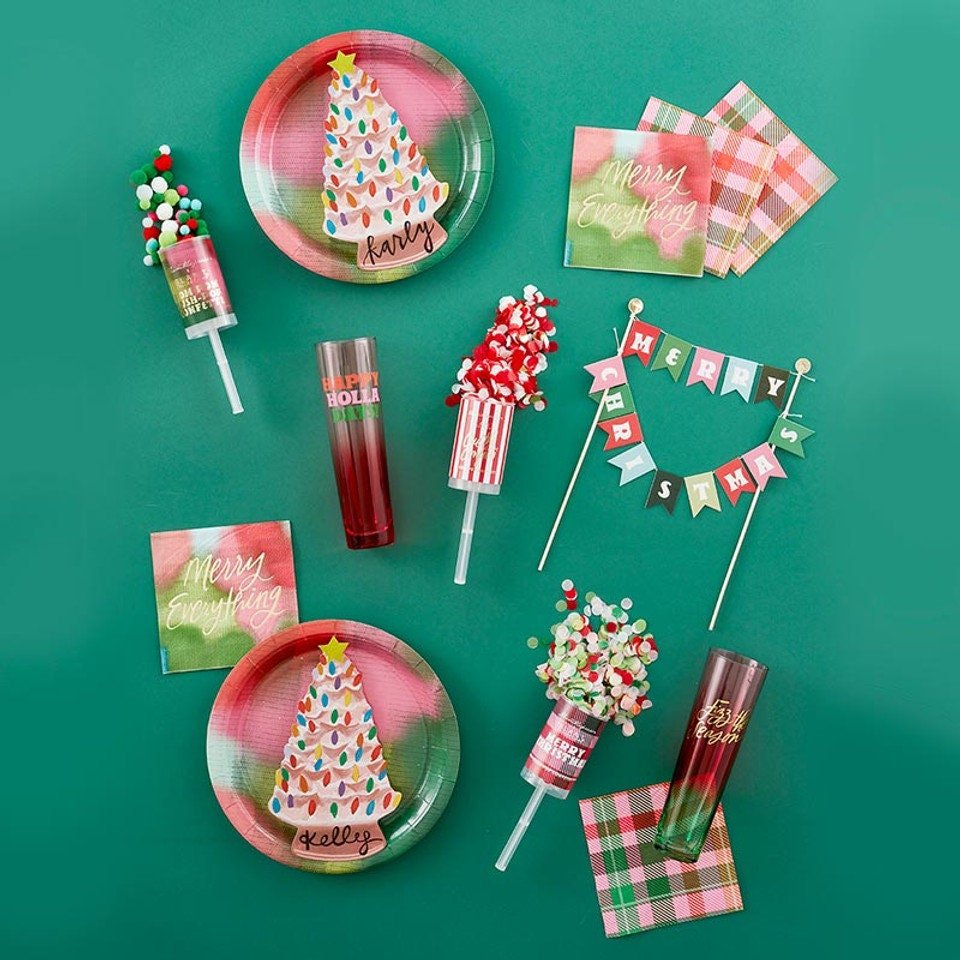 Pink, Red & Green Christmas Plaid Napkins - Stesha Party