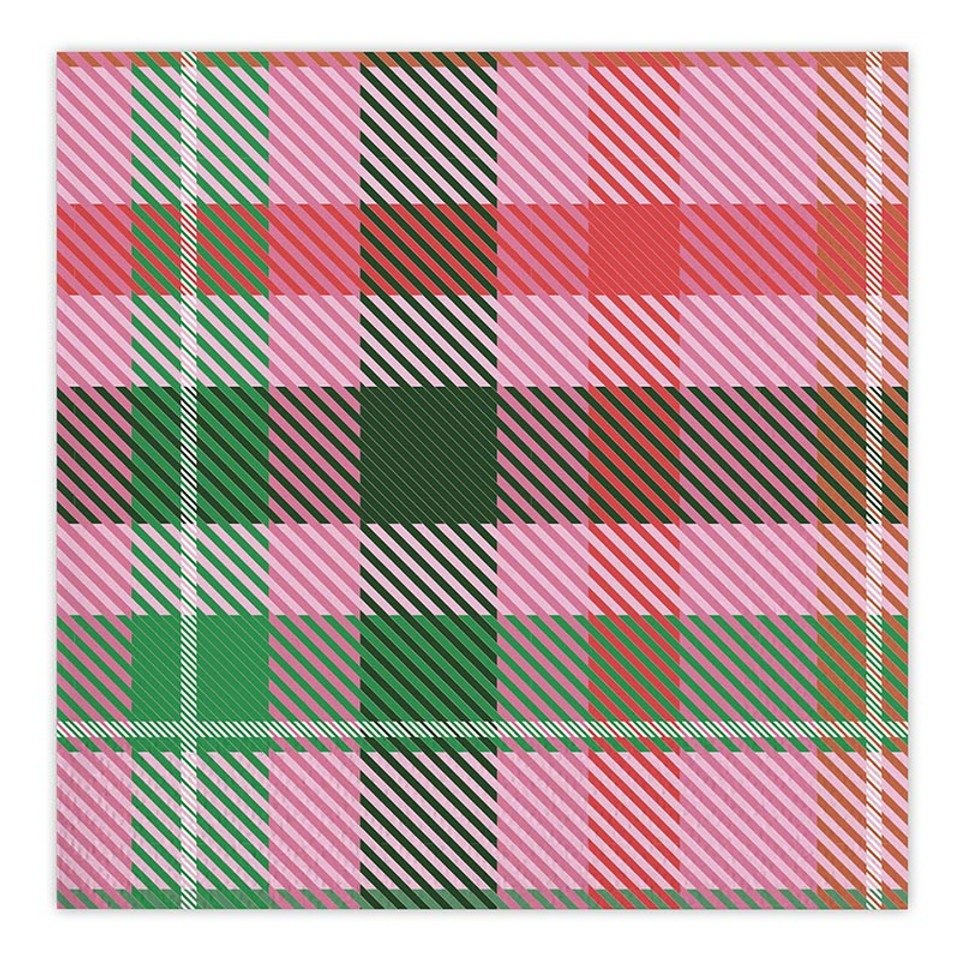 Pink, Red & Green Christmas Plaid Napkins - Stesha Party