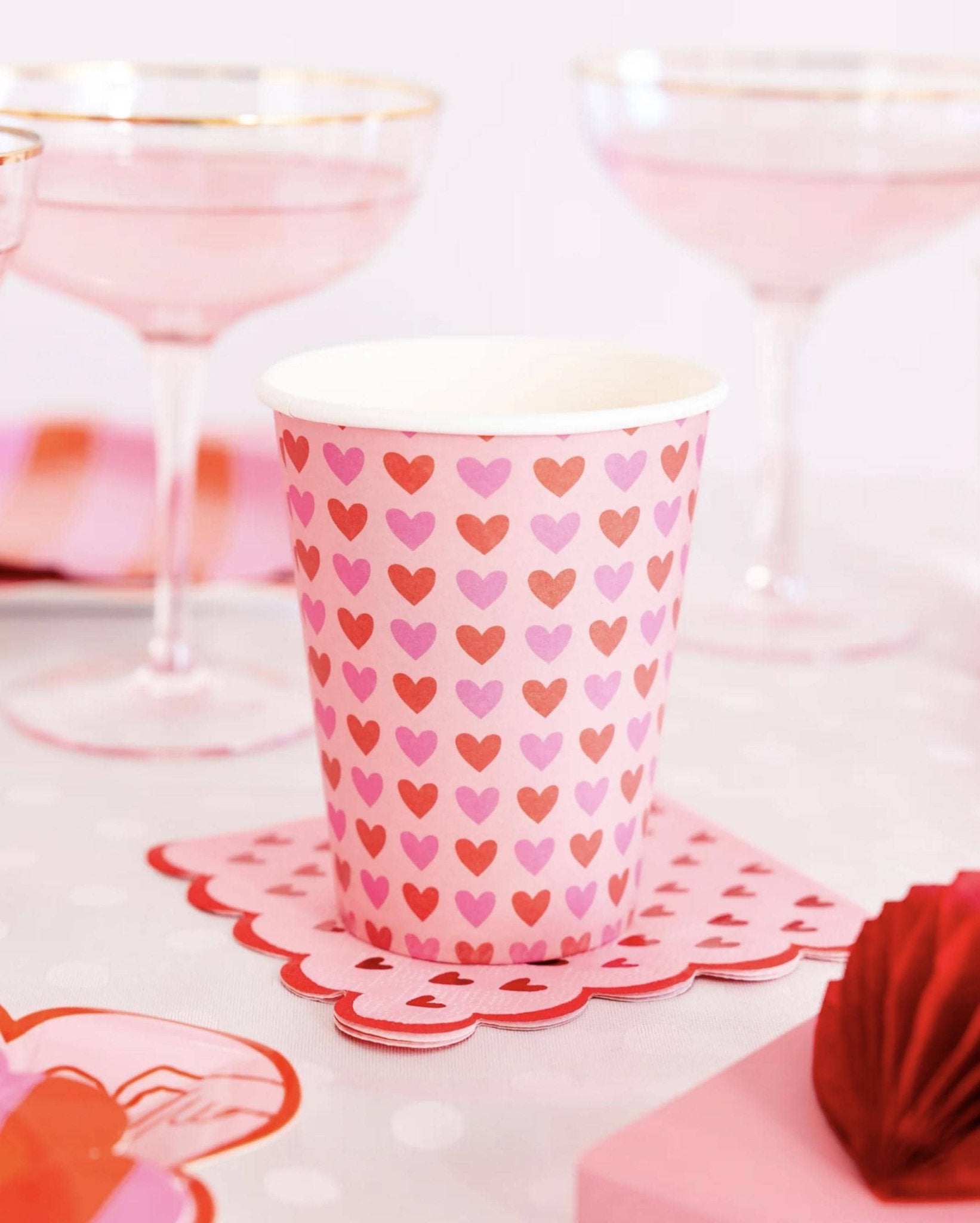 Pink & Red Heart Party Cups - Stesha Party