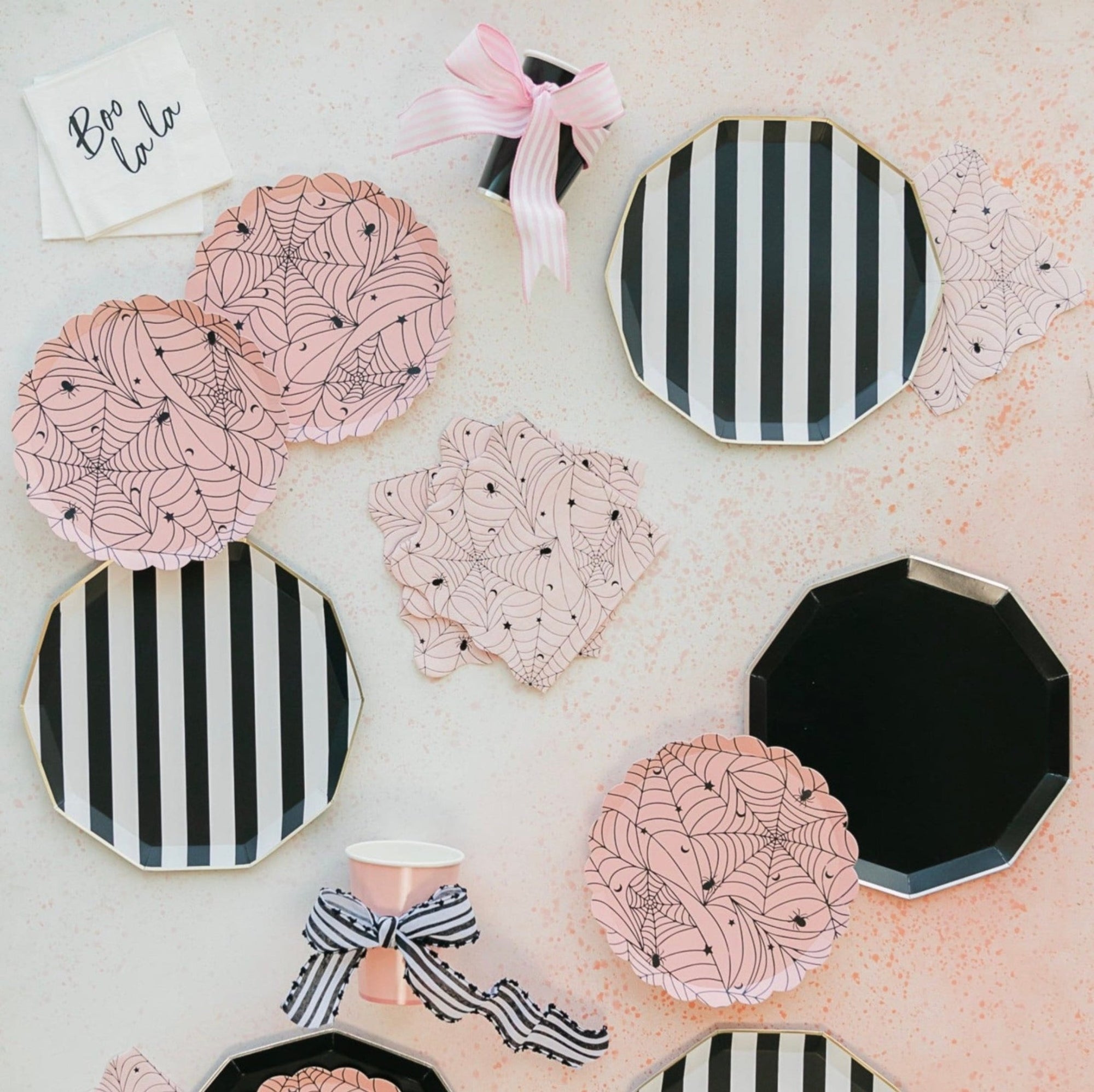 Pink Spider Web Plates - Stesha Party