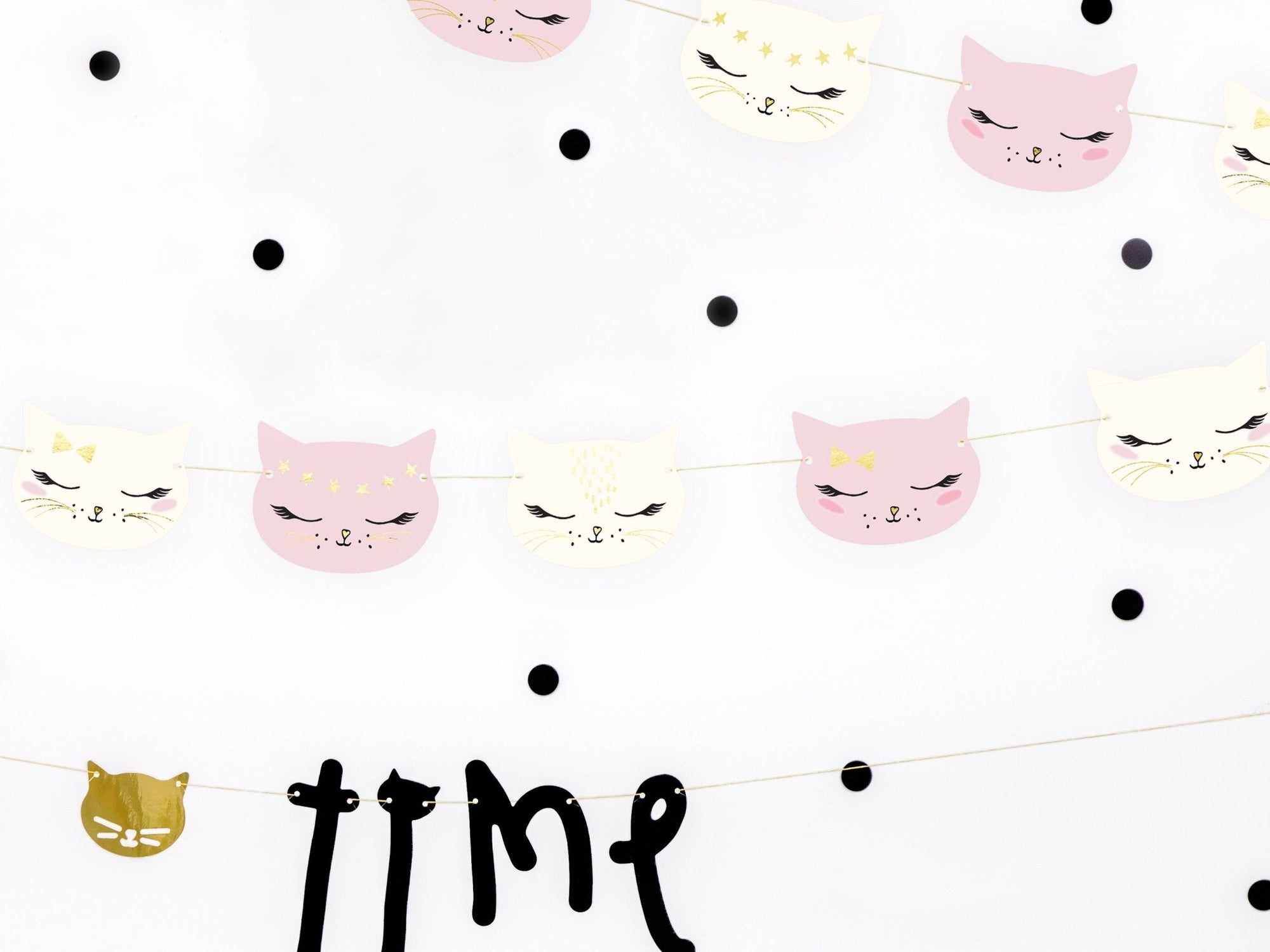 Pink & White Cat Party Banner - Stesha Party