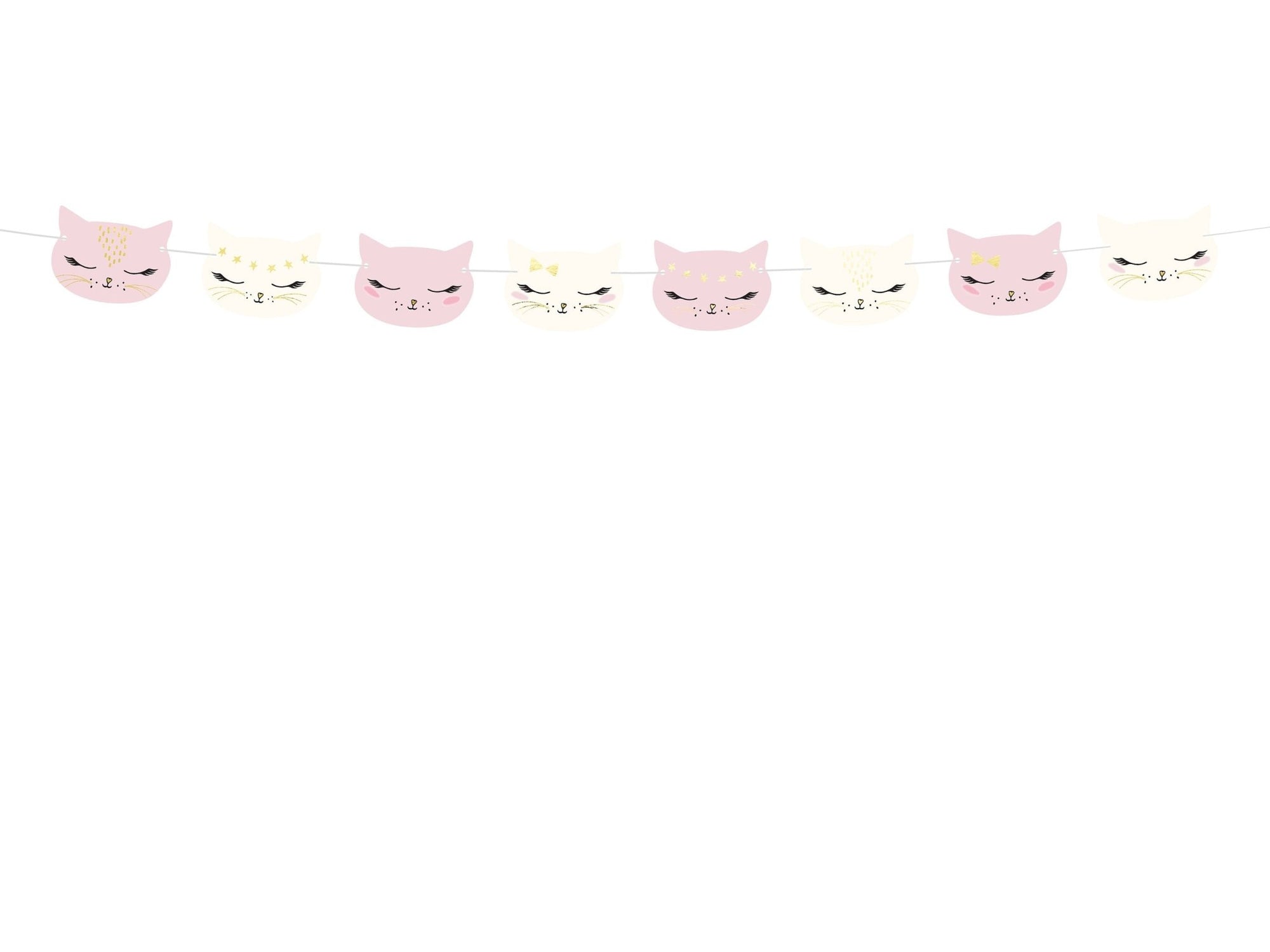 Pink & White Cat Party Banner - Stesha Party