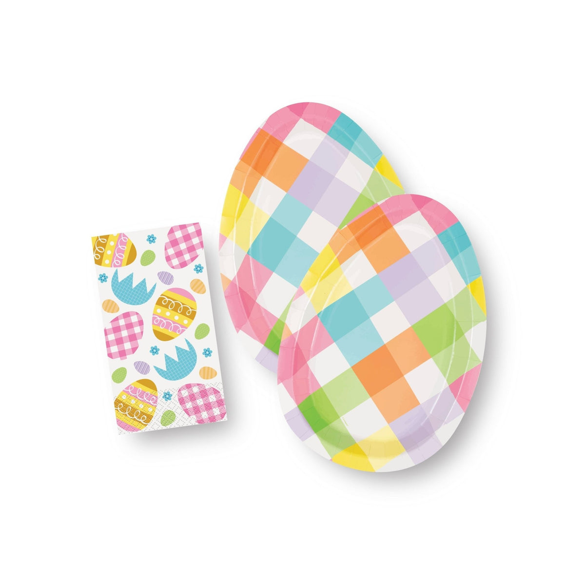 Plaid Easter Egg Plates &amp; Napkin Set - Stesha Party