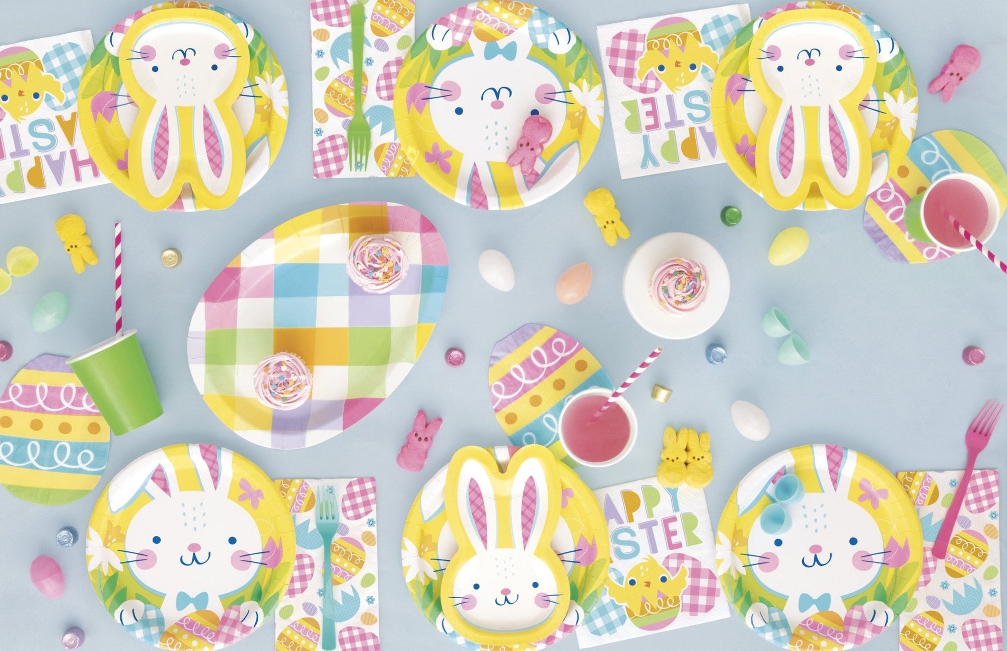 Plaid Easter Egg Plates & Napkin Set - Stesha Party