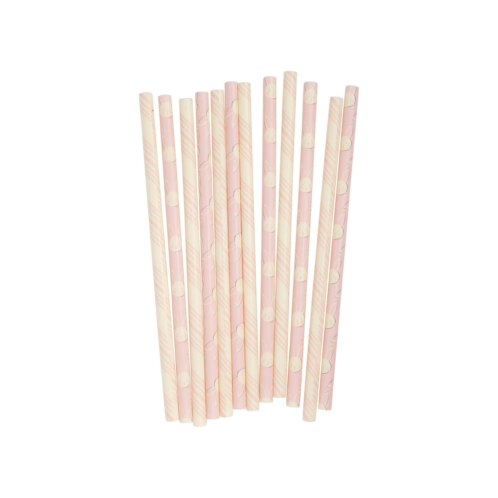 Plastic Bunny & Pink Striped Straws - Stesha Party