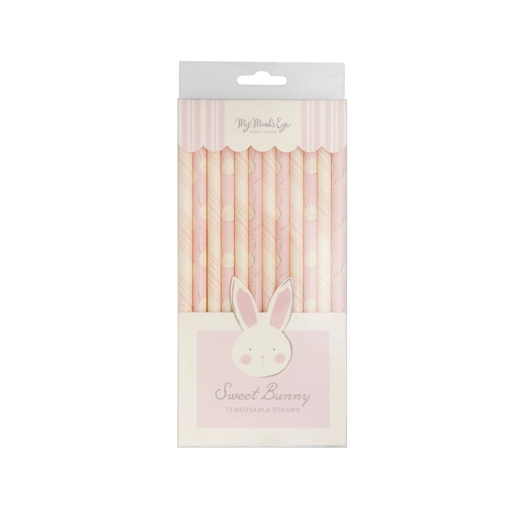 Plastic Bunny & Pink Striped Straws - Stesha Party