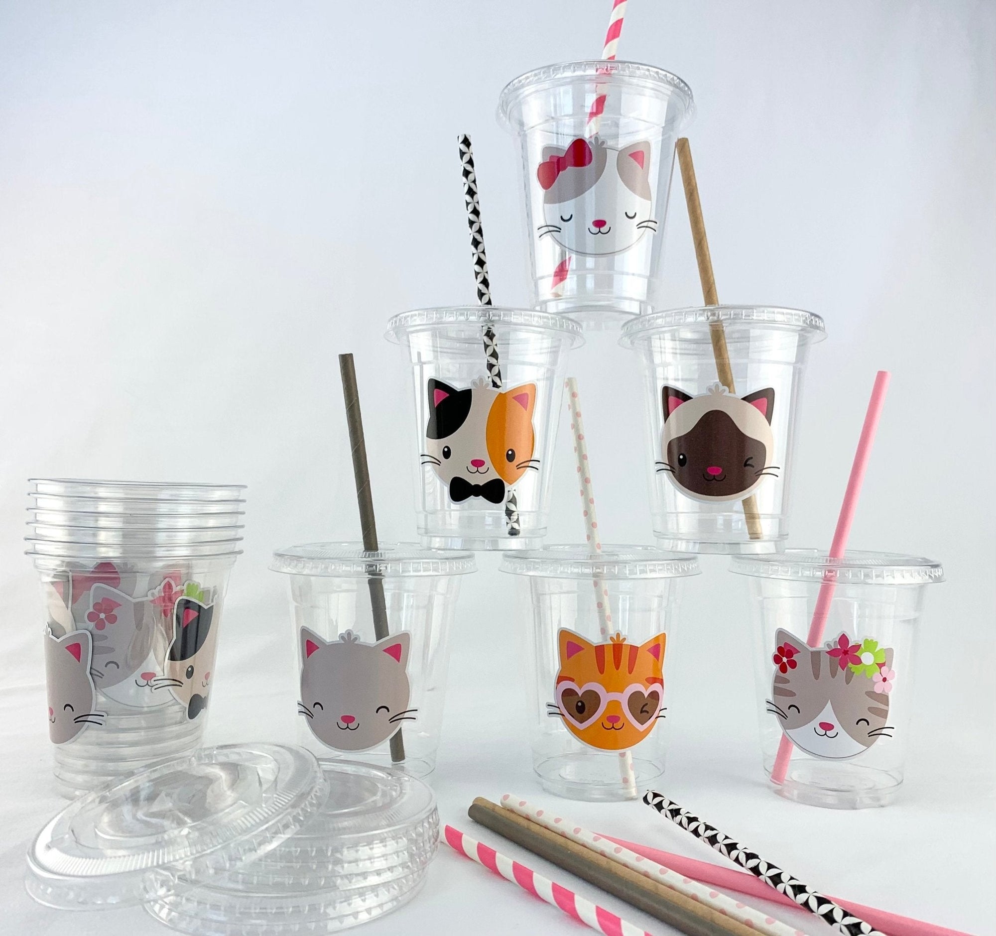 Plastic Cat Party Cups - Stesha Party