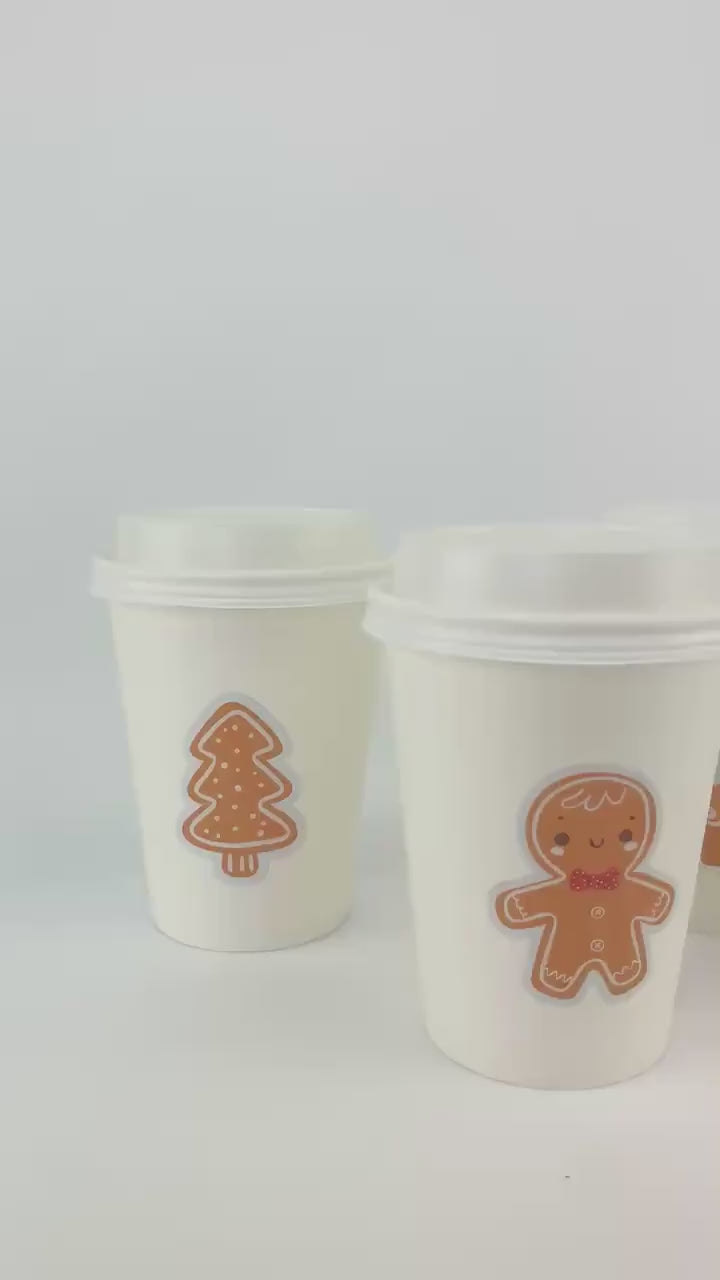 Gingerbread Cookie Party Cups - Christmas Drink Cups, Gingerbread Party Supplies, Office Holiday Party Decorations, Holiday Party Paper Cups