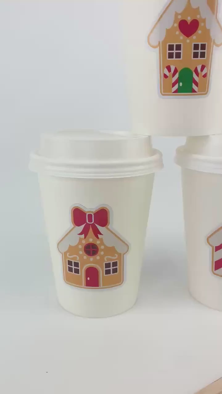 Gingerbread House Cups - Christmas Party Cups, Gingerbread Party Supplies, Kid Christmas Cups, Christmas To Go Cups, Paper Holiday Hot Cups