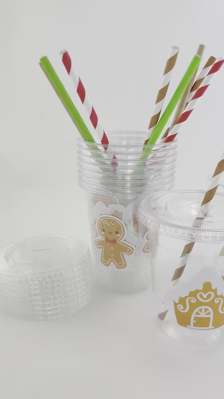 Gingerbread Party Cups - Gingerbread Birthday Decorations, Gingerbread House Cups, Christmas Party Supplies, Gingerbread Christmas Party