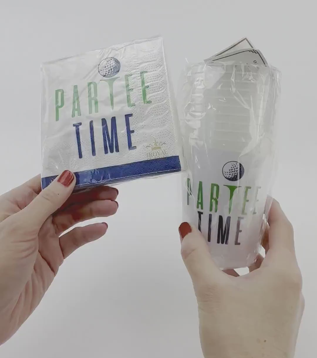 Partee Time Cups - Golfer Birthday Cups, Retirement Party Supplies, Golf Birthday Decorations, Golf Tournament Party, Reusable Plastic Cups