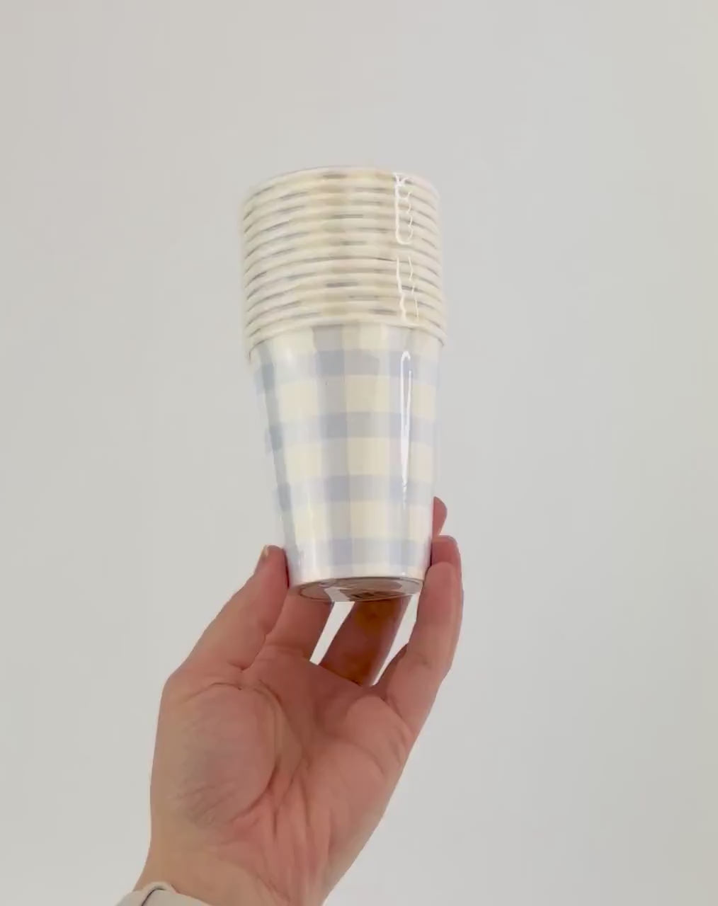 Blue Gingham Party Cups 12ct - Birthday Cups, Spring Party Supplies, Blue Baby Shower, Something Blue Bridal Shower, Easter Party Tableware