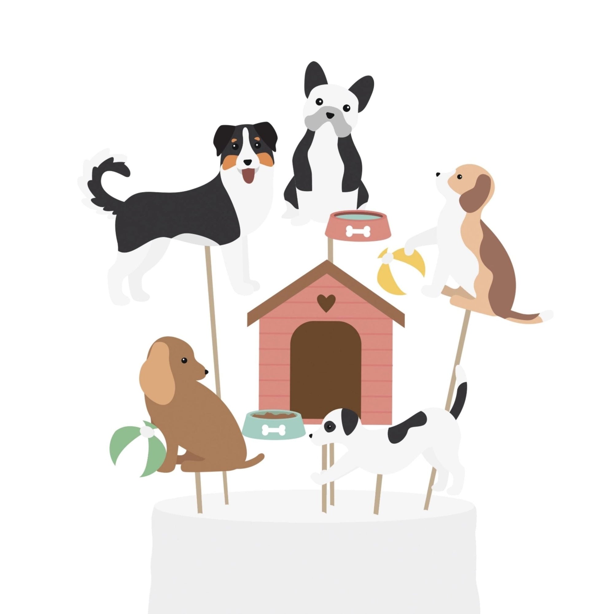 Puppy Play Party Cake Toppers - Stesha Party
