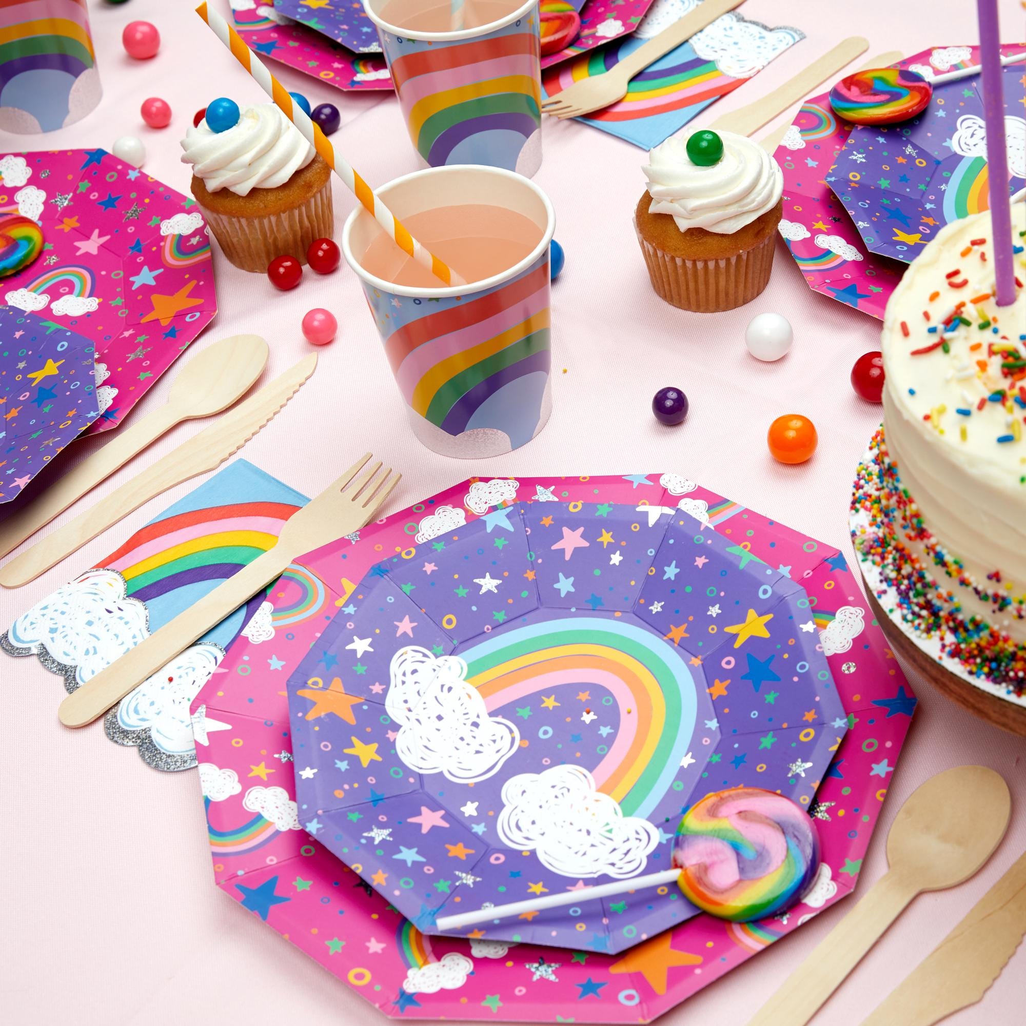 Rainbow Sparkle Party Cups 10ct - Stesha Party