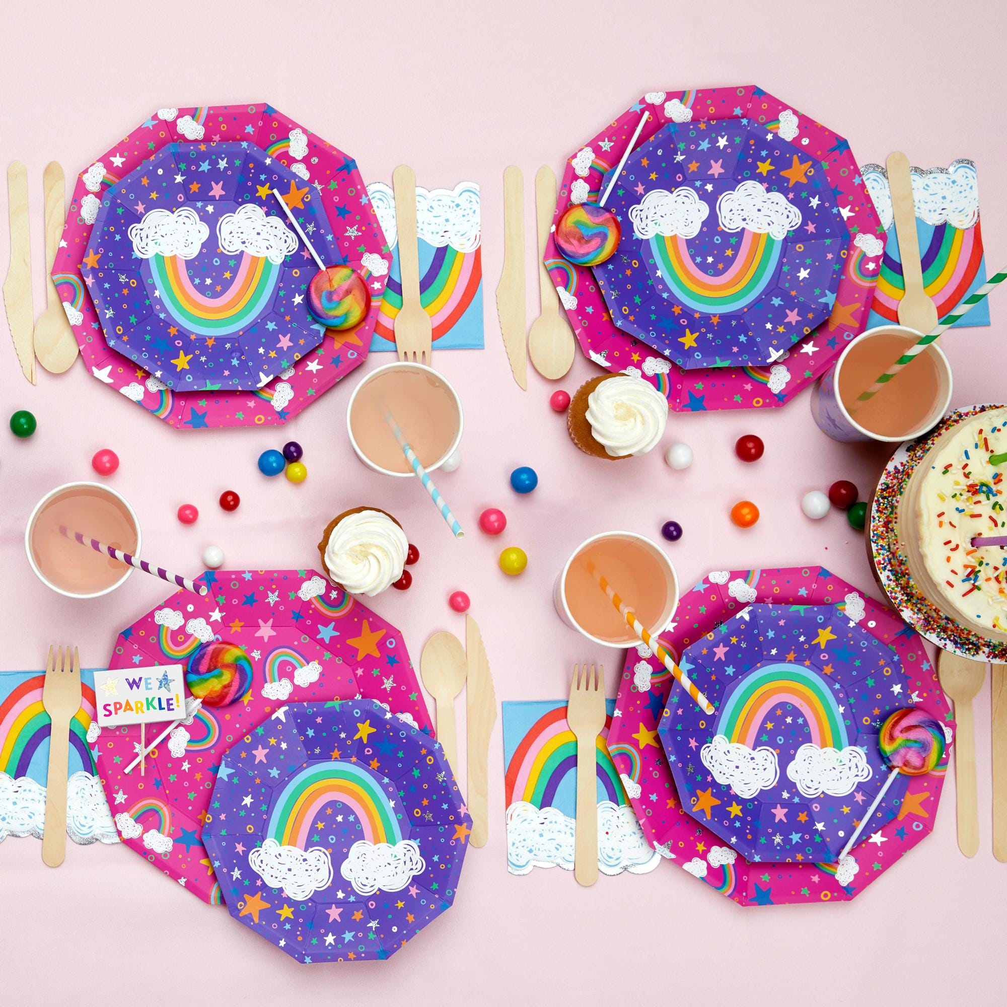 Rainbow Sparkle Party Cups 10ct - Stesha Party
