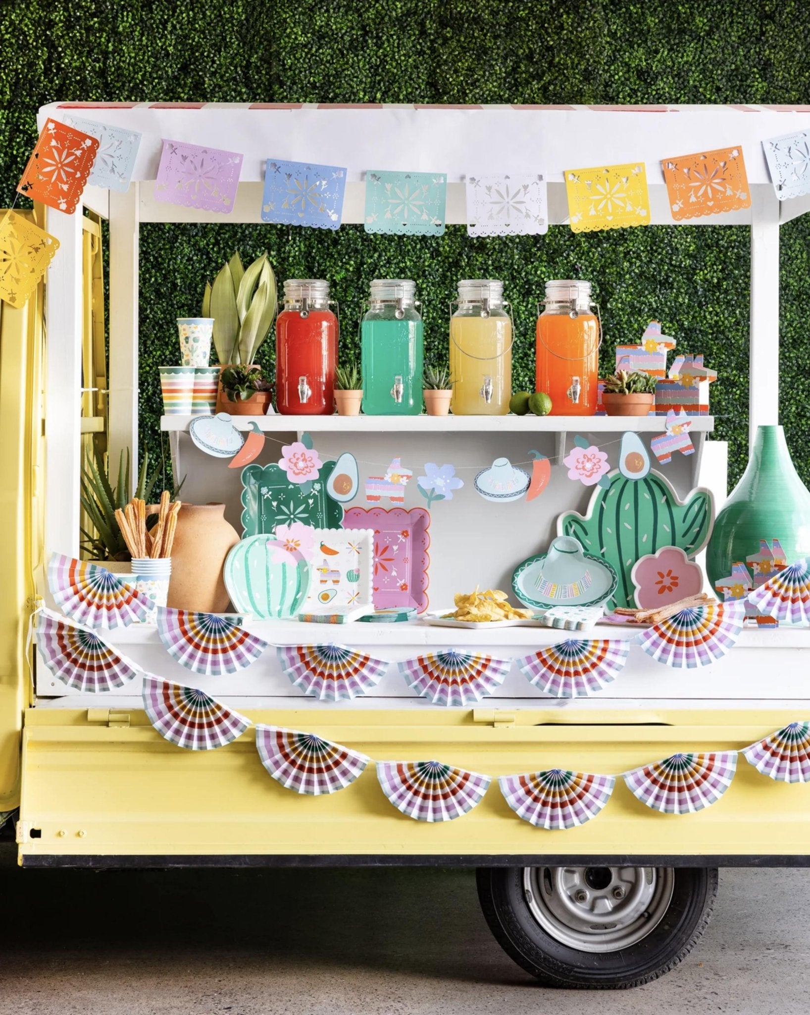 Rainbow Striped Paper Bunting Banner 7ft - Stesha Party