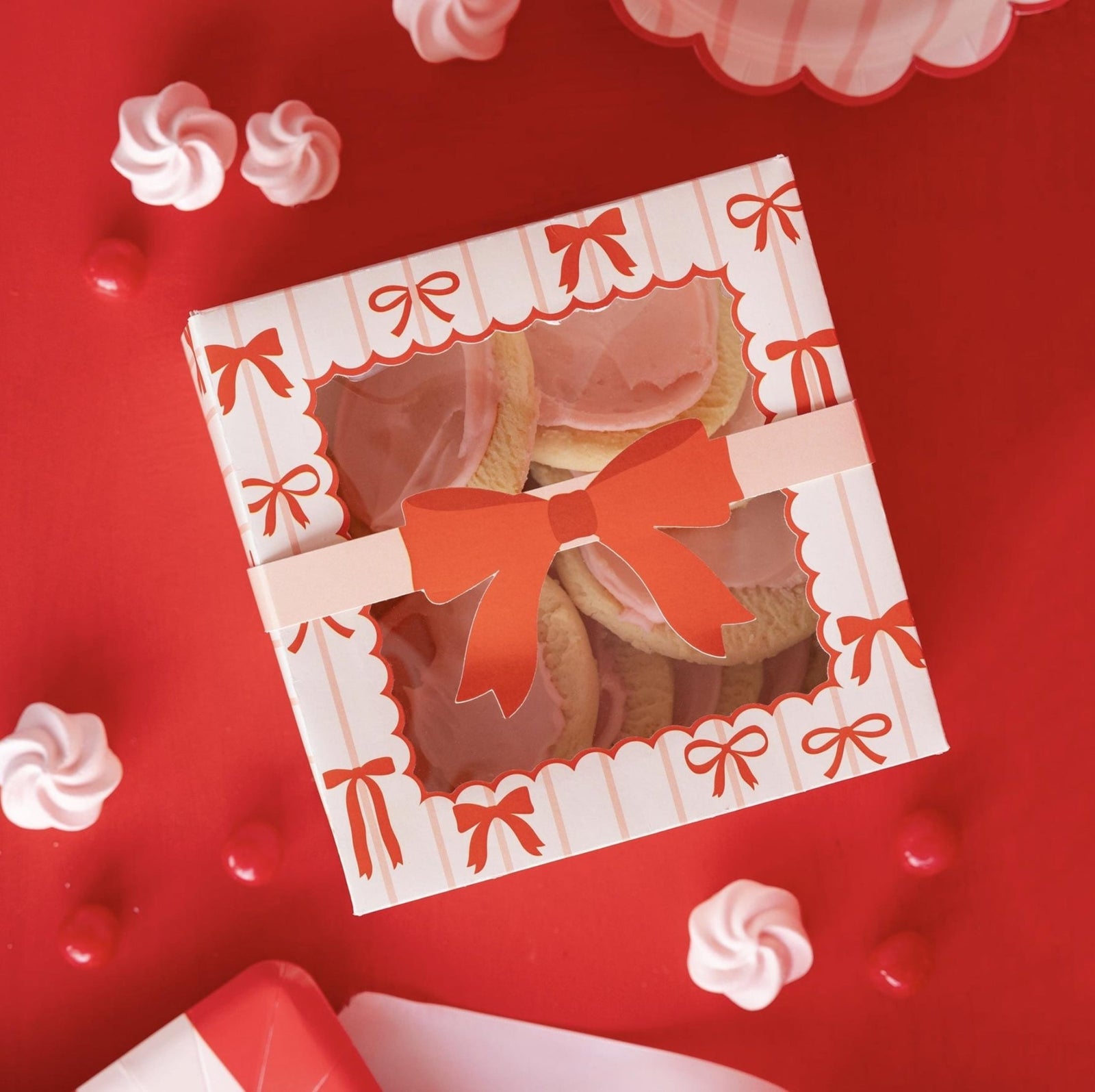 Red Bow Cookie Boxes 6ct - Stesha Party